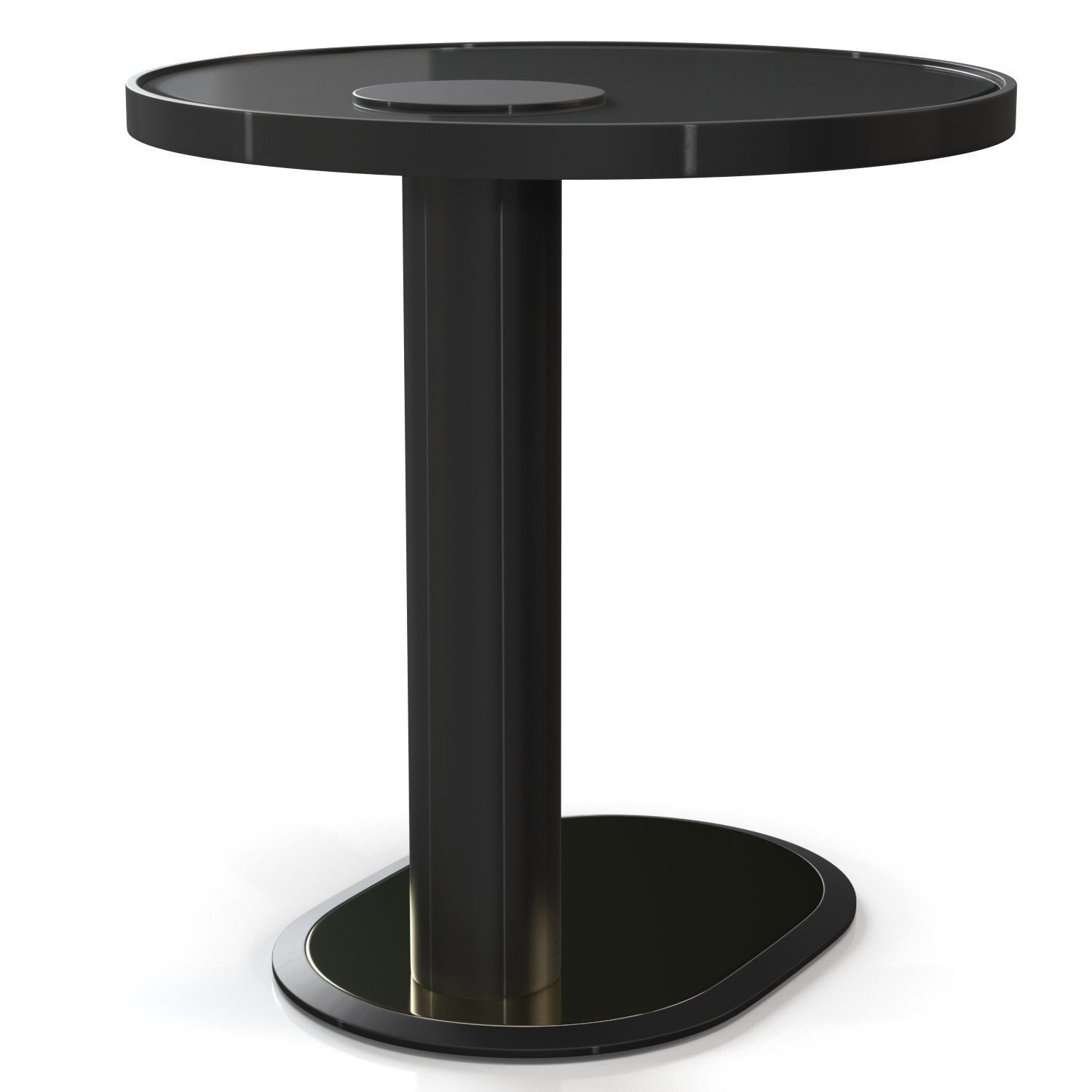 Metal Base And Top Laminated Glass Side Table 3D model_2