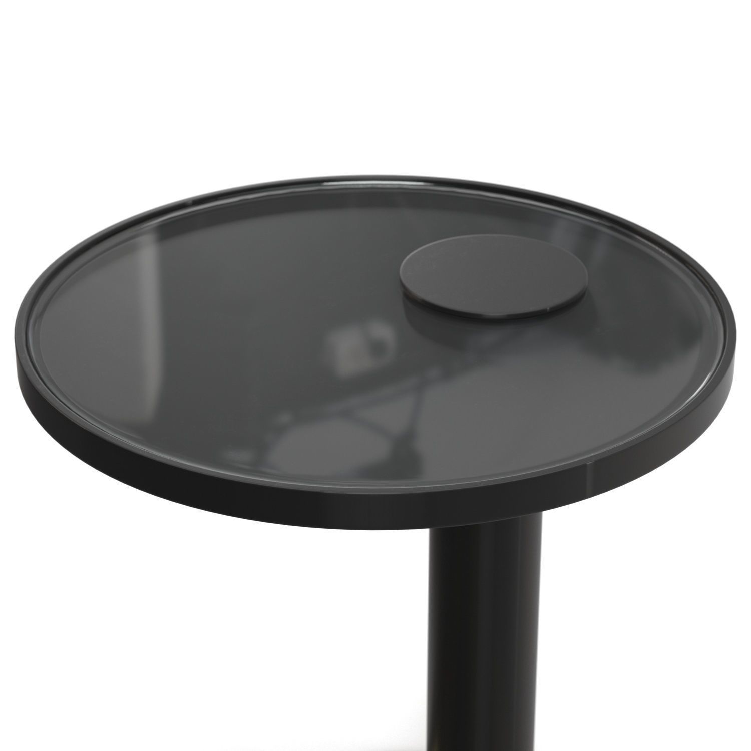 Metal Base And Top Laminated Glass Side Table 3D model_3