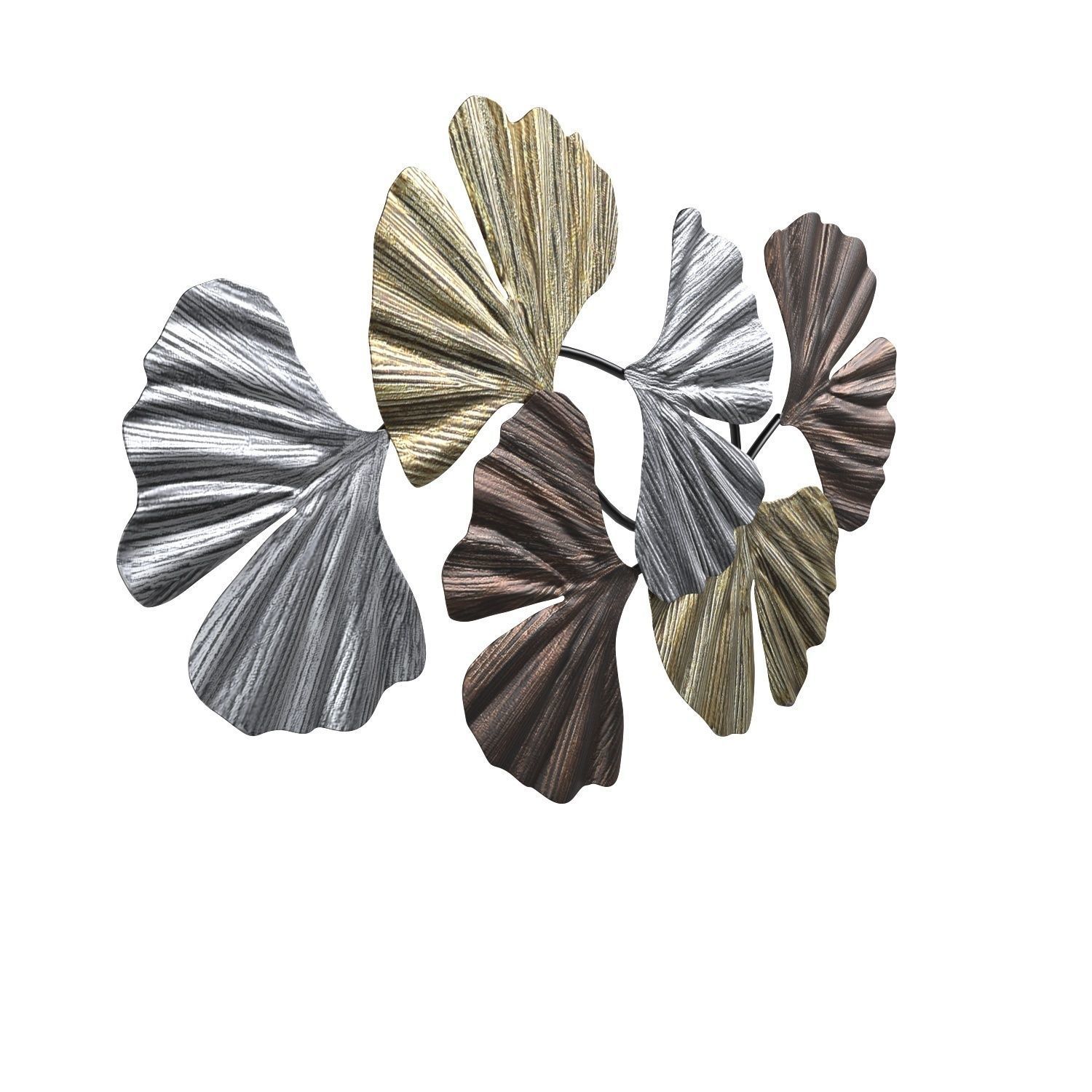 Metallic Leaves 41 Wide Metal Wall Art PBR 3D model_1