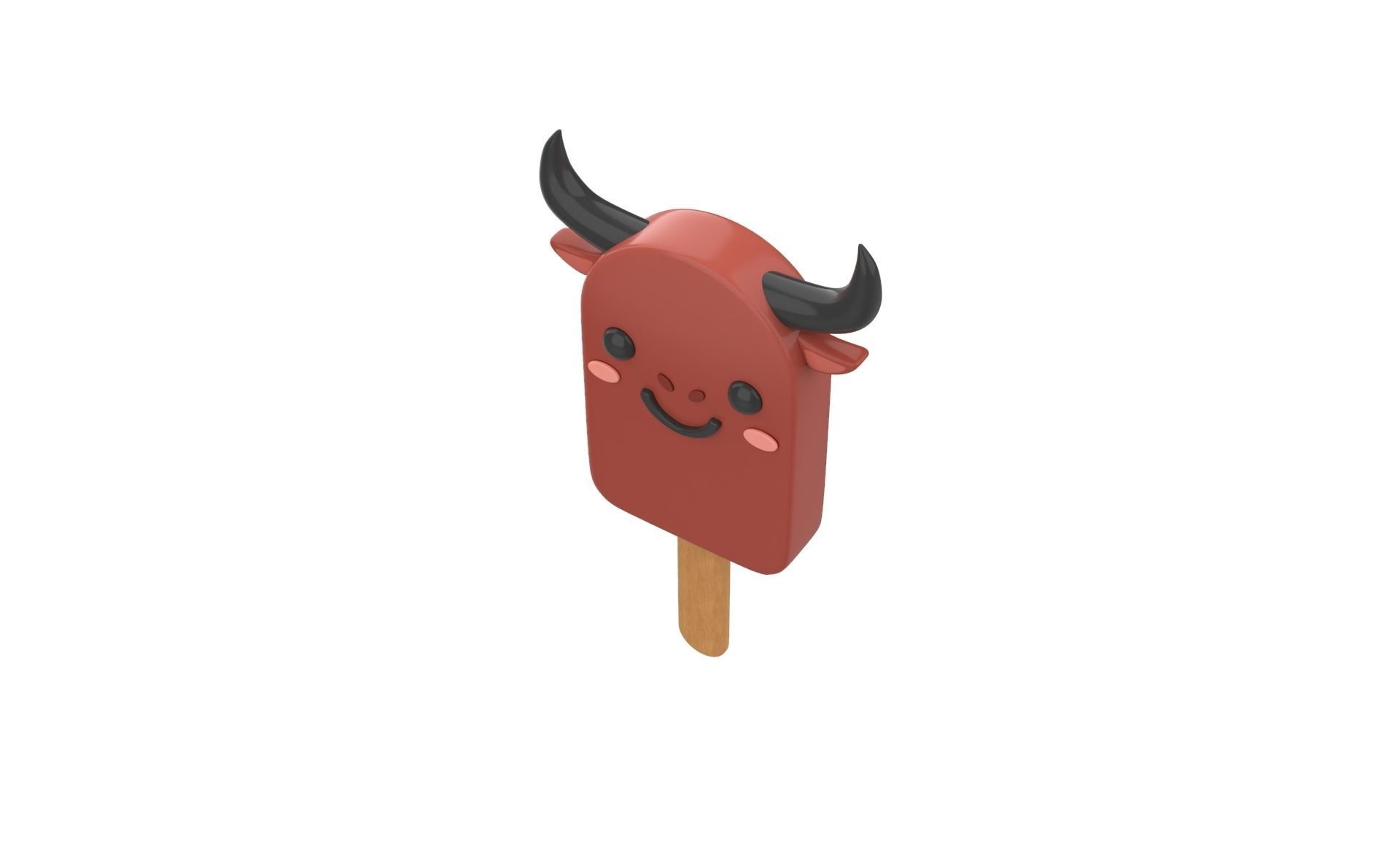 Cartoon Buffalo Ice Cream Cute Low-poly 3D model_3