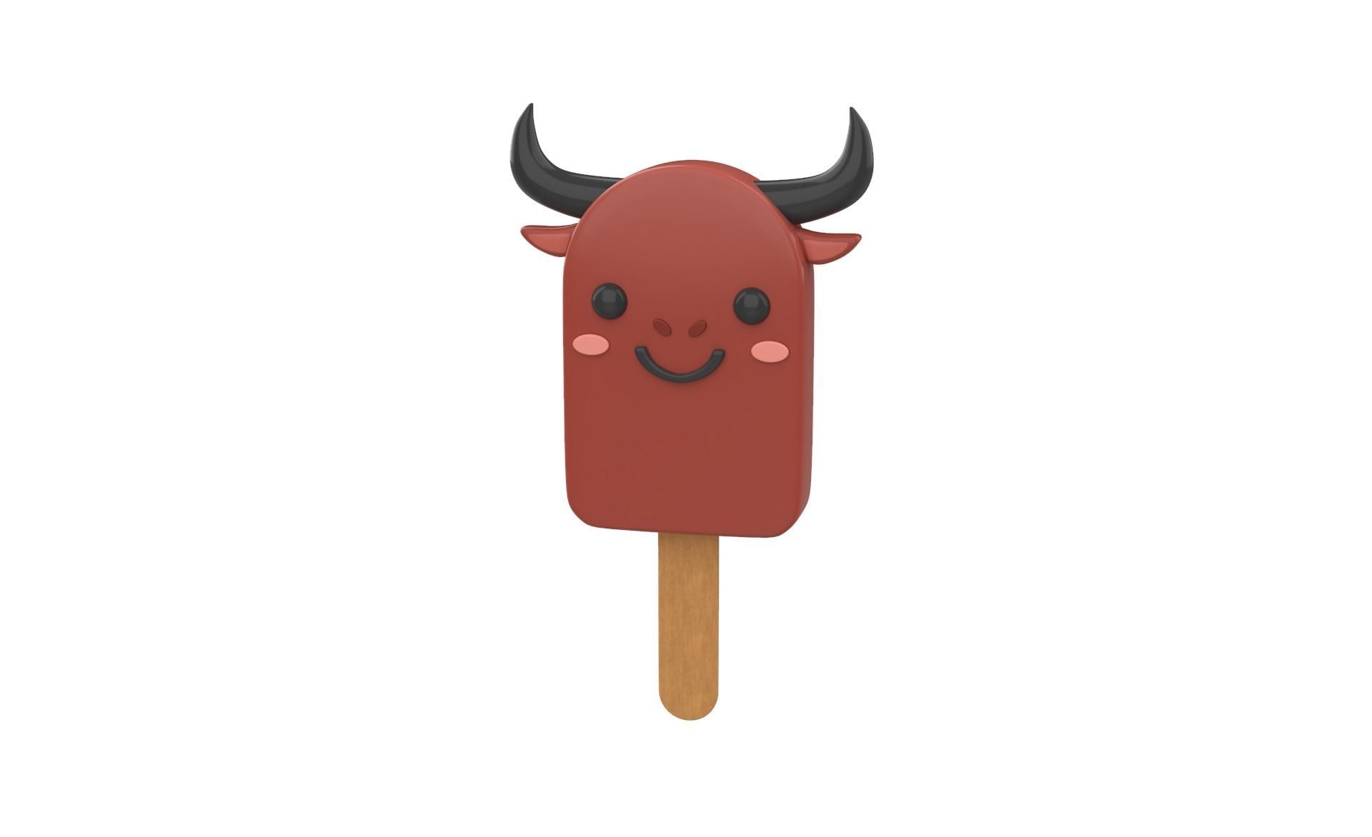 Cartoon Buffalo Ice Cream Cute Low-poly 3D model_1