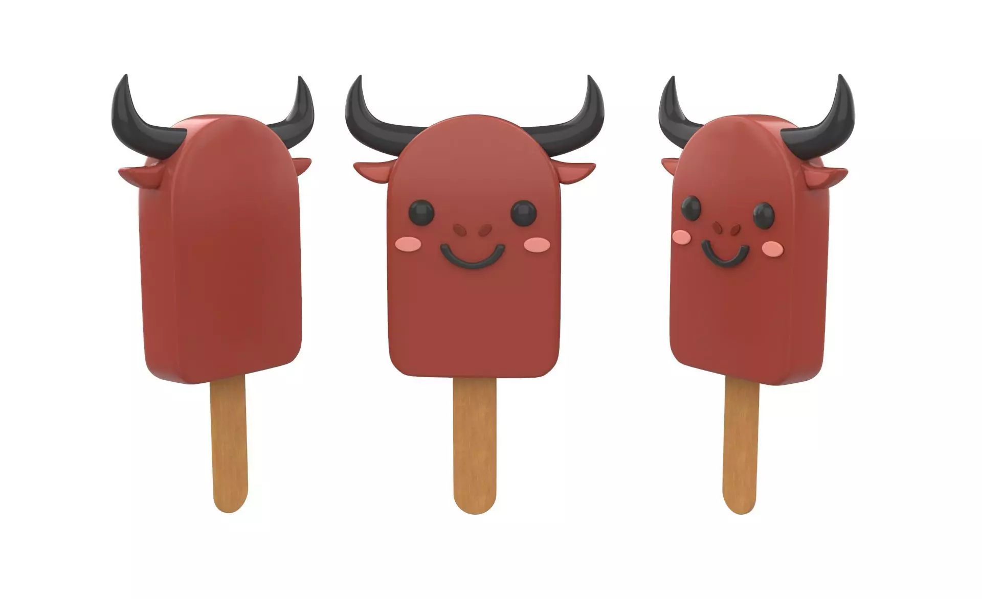 Cartoon Buffalo Ice Cream Cute Low-poly 3D model_0