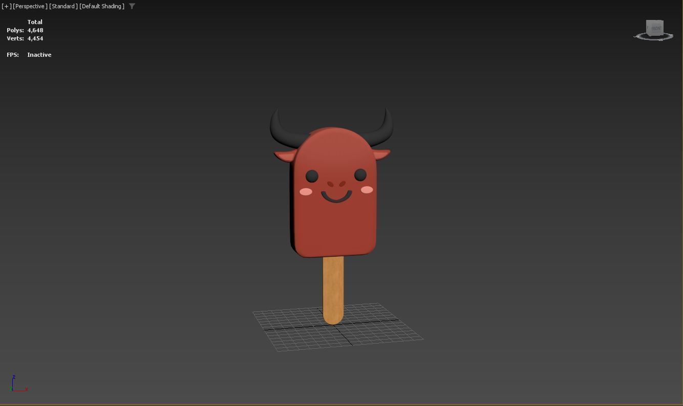 Cartoon Buffalo Ice Cream Cute Low-poly 3D model_7