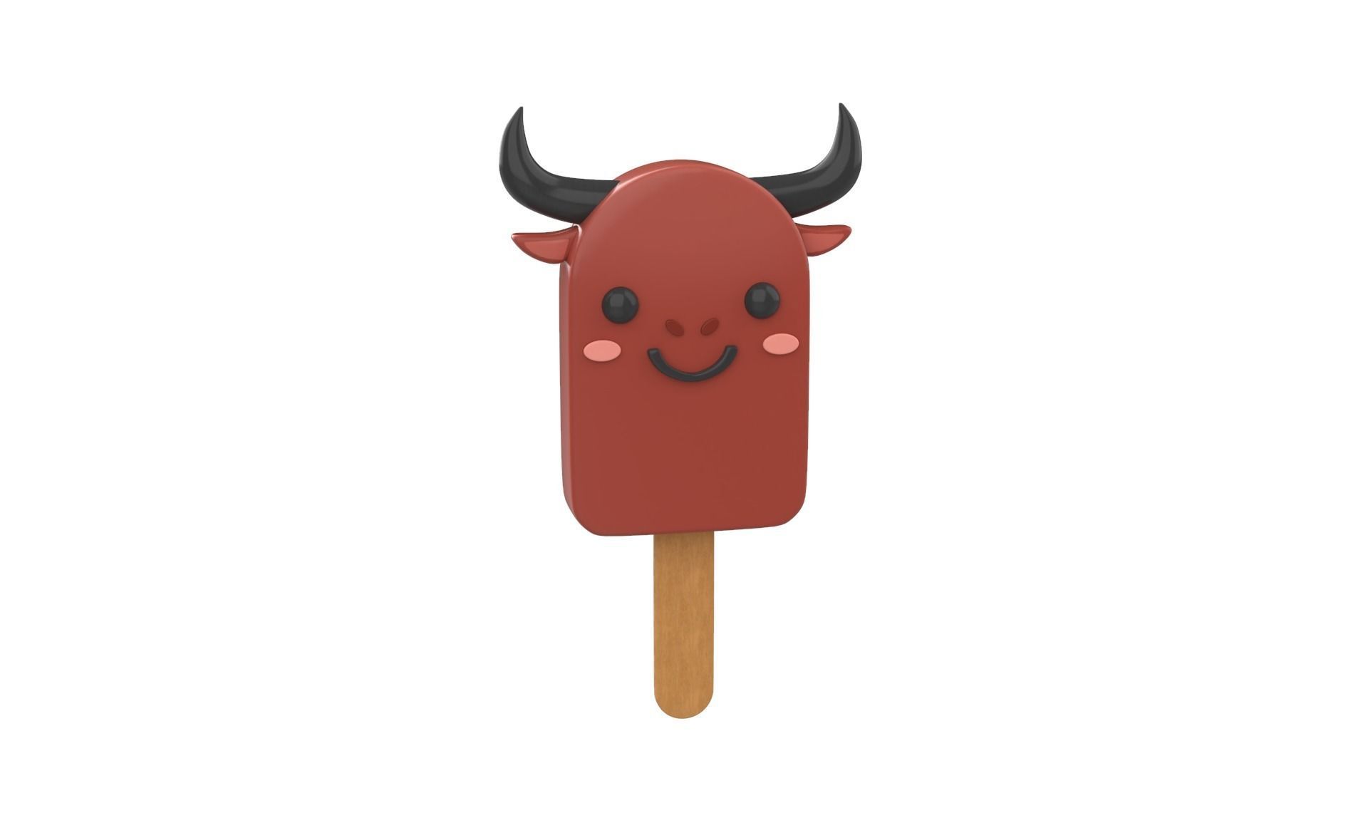 Cartoon Buffalo Ice Cream Cute Low-poly 3D model_22