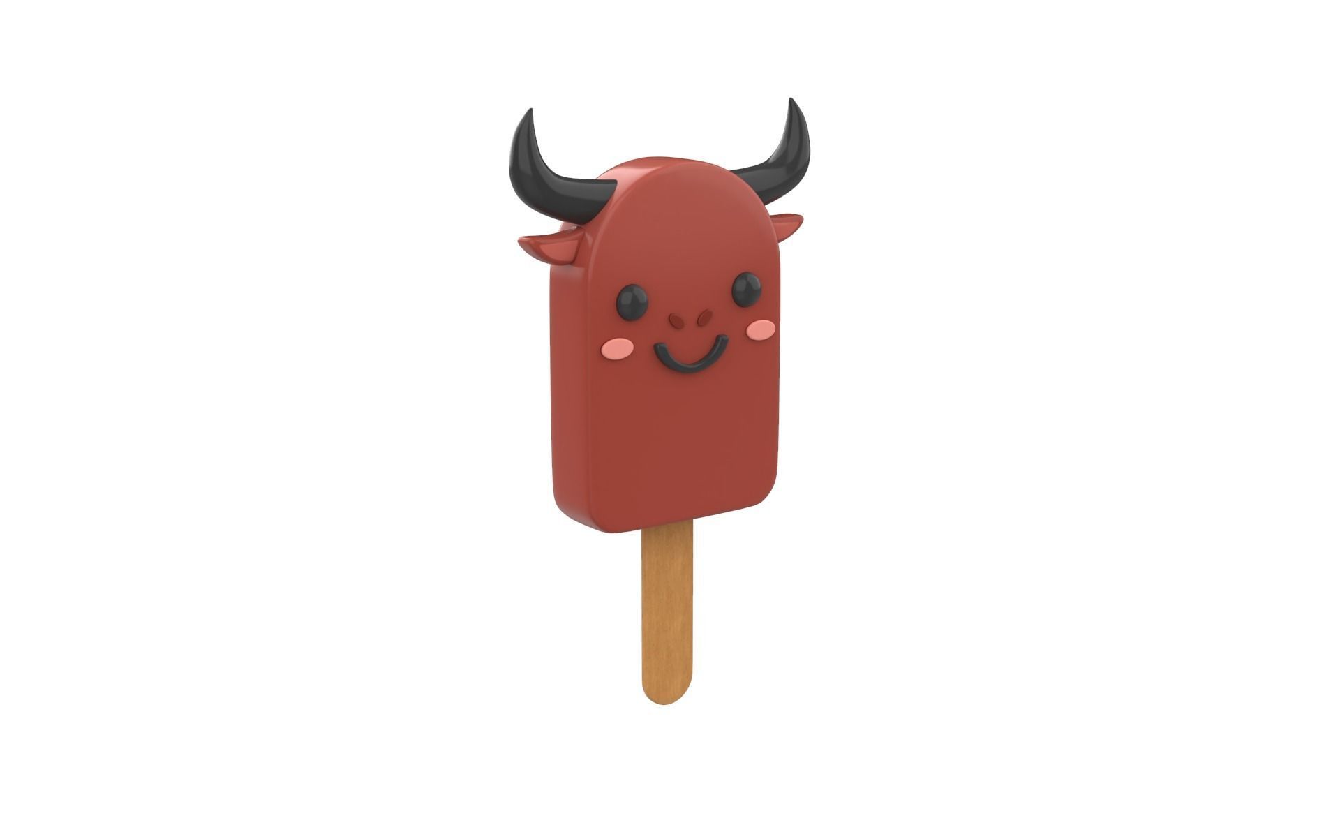 Cartoon Buffalo Ice Cream Cute Low-poly 3D model_21