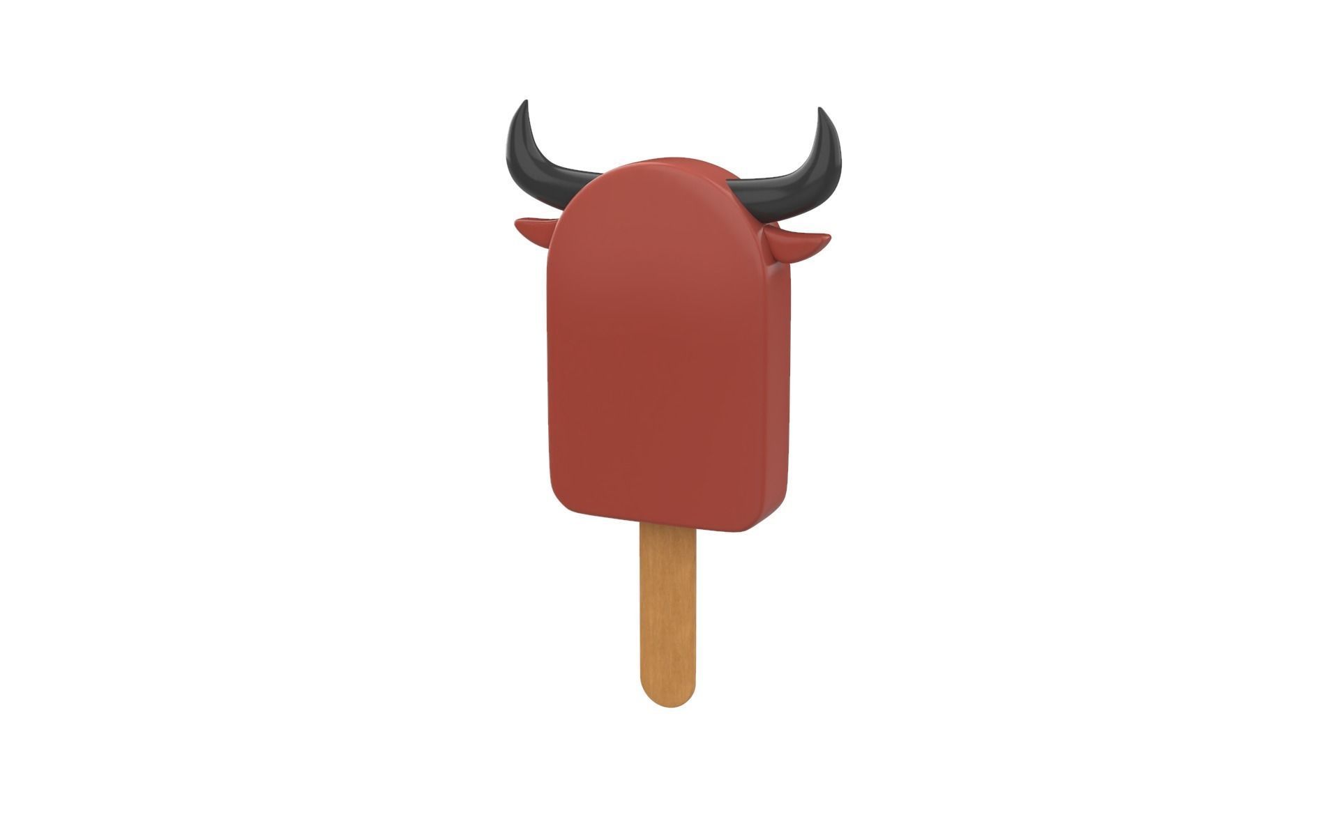 Cartoon Buffalo Ice Cream Cute Low-poly 3D model_16