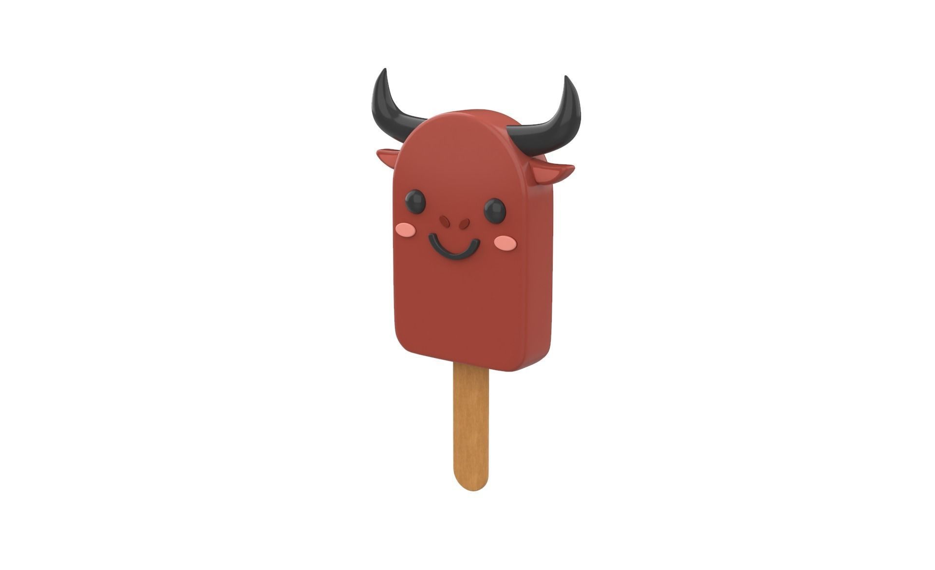 Cartoon Buffalo Ice Cream Cute Low-poly 3D model_2