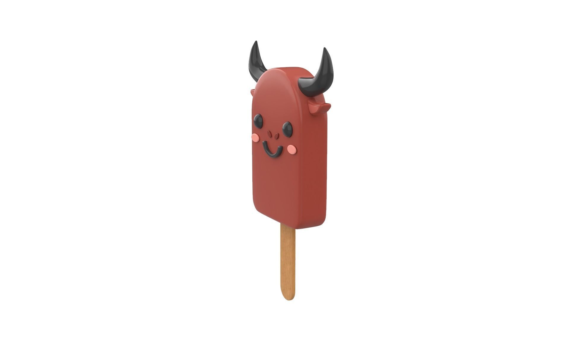 Cartoon Buffalo Ice Cream Cute Low-poly 3D model_10