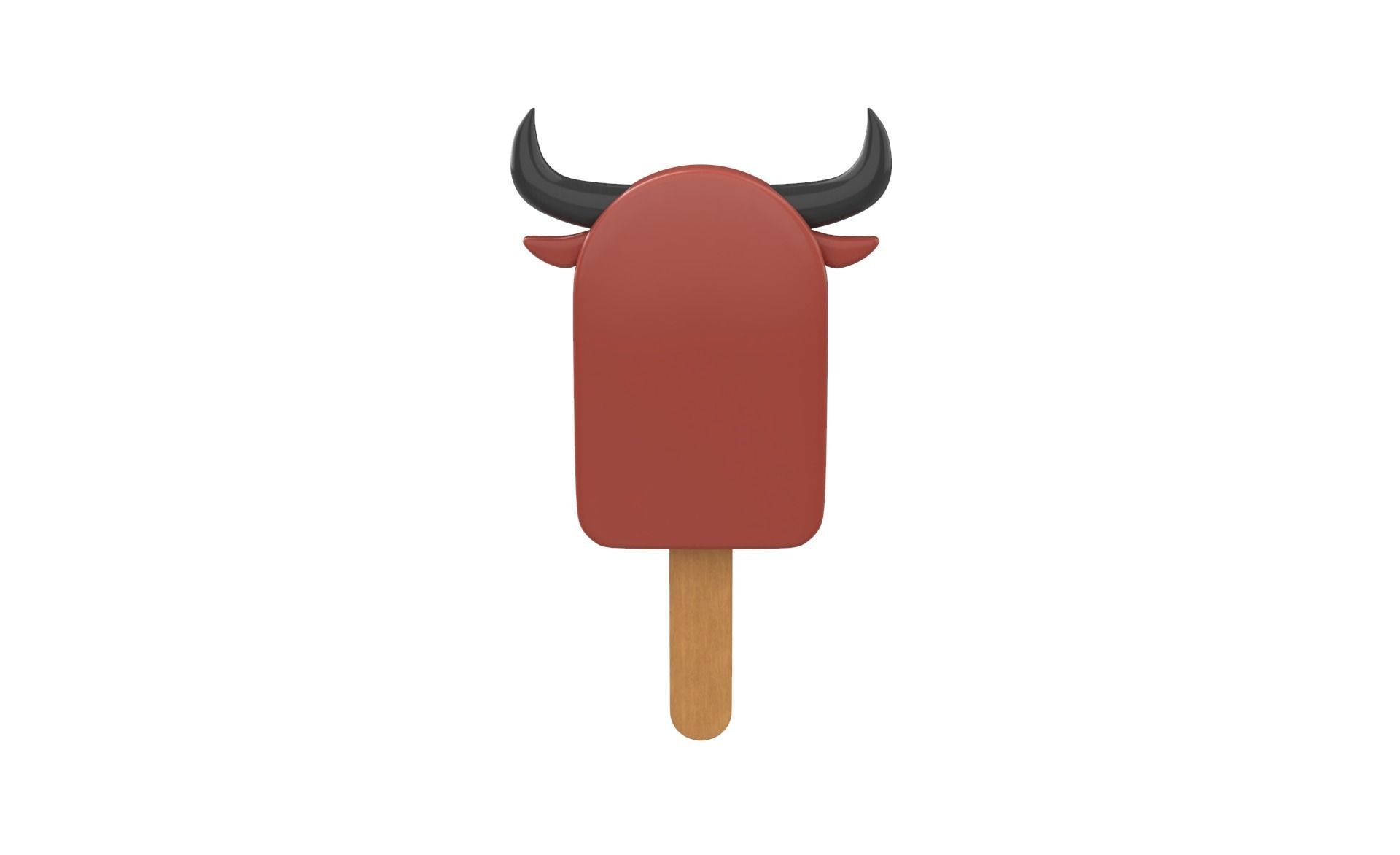 Cartoon Buffalo Ice Cream Cute Low-poly 3D model_15