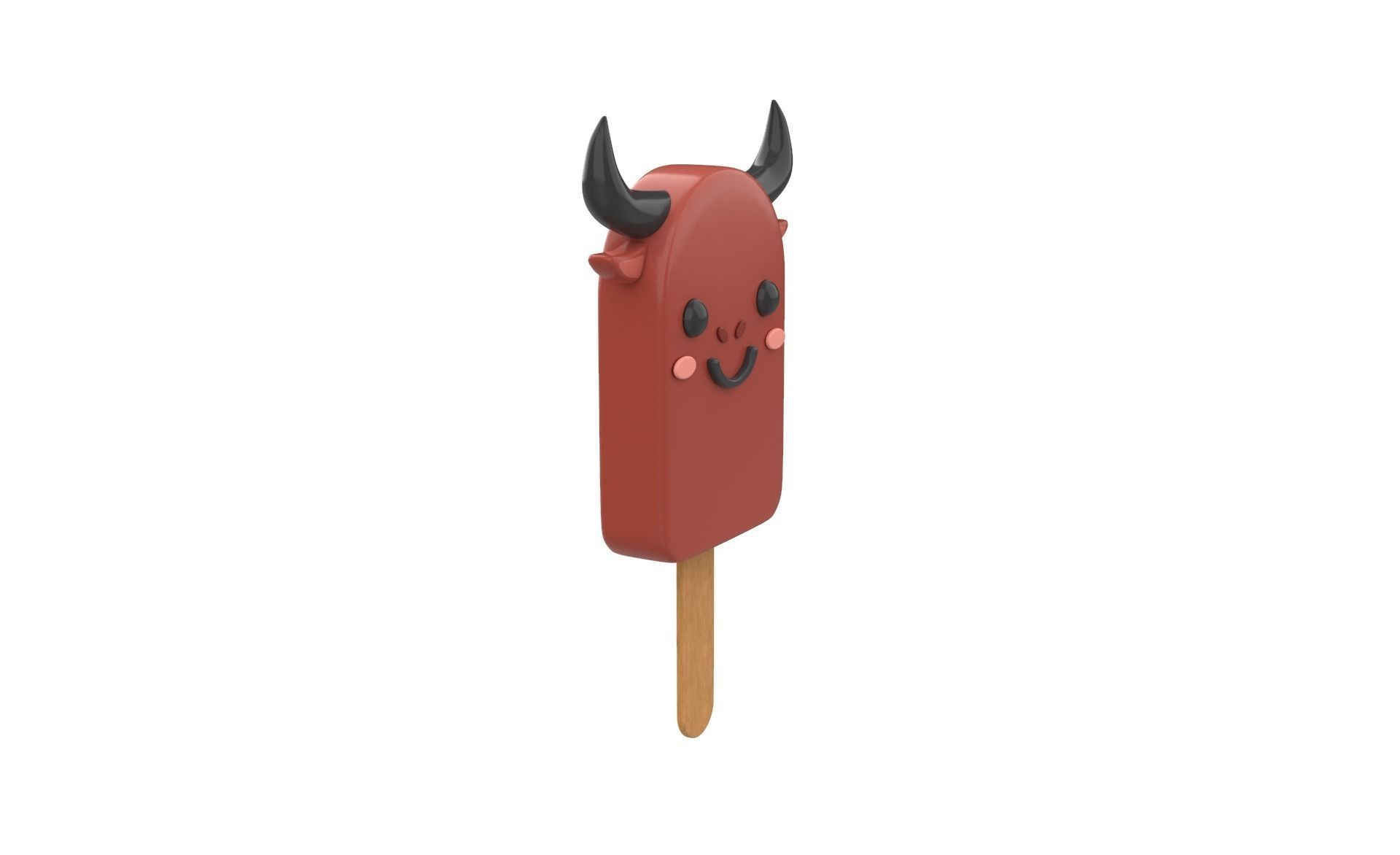 Cartoon Buffalo Ice Cream Cute Low-poly 3D model_20