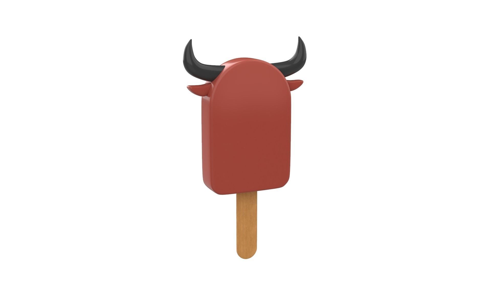 Cartoon Buffalo Ice Cream Cute Low-poly 3D model_14
