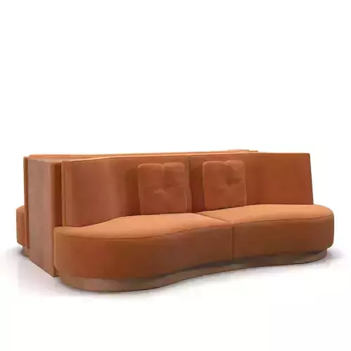 Mid Century Banquette Booth PBR 3D model