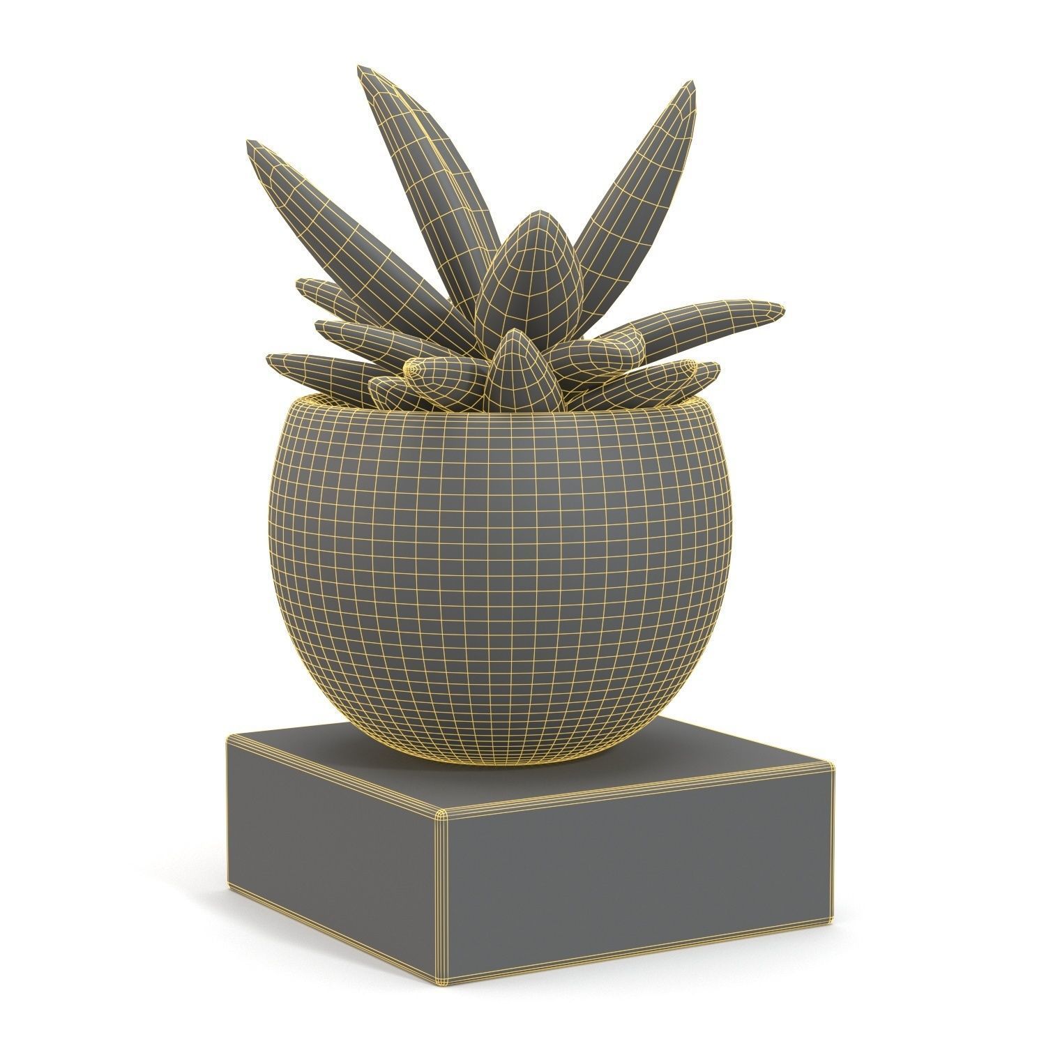 Mini Decorative Fake Succulent Artificial Plants PBR 3D model_5