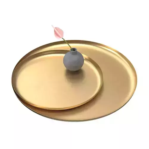 Oversized Antique Brass Metal Trays PBR