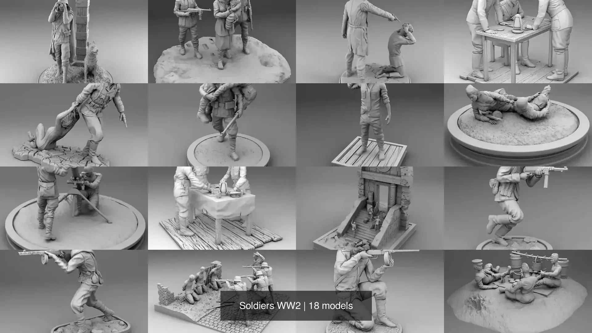 Soldiers WW2 3D Model Collection_1