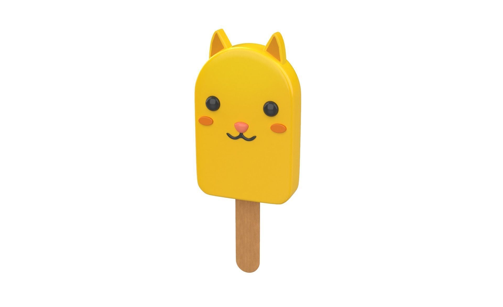 Cartoon Cat Ice Cream Cute Low-poly 3D model_23