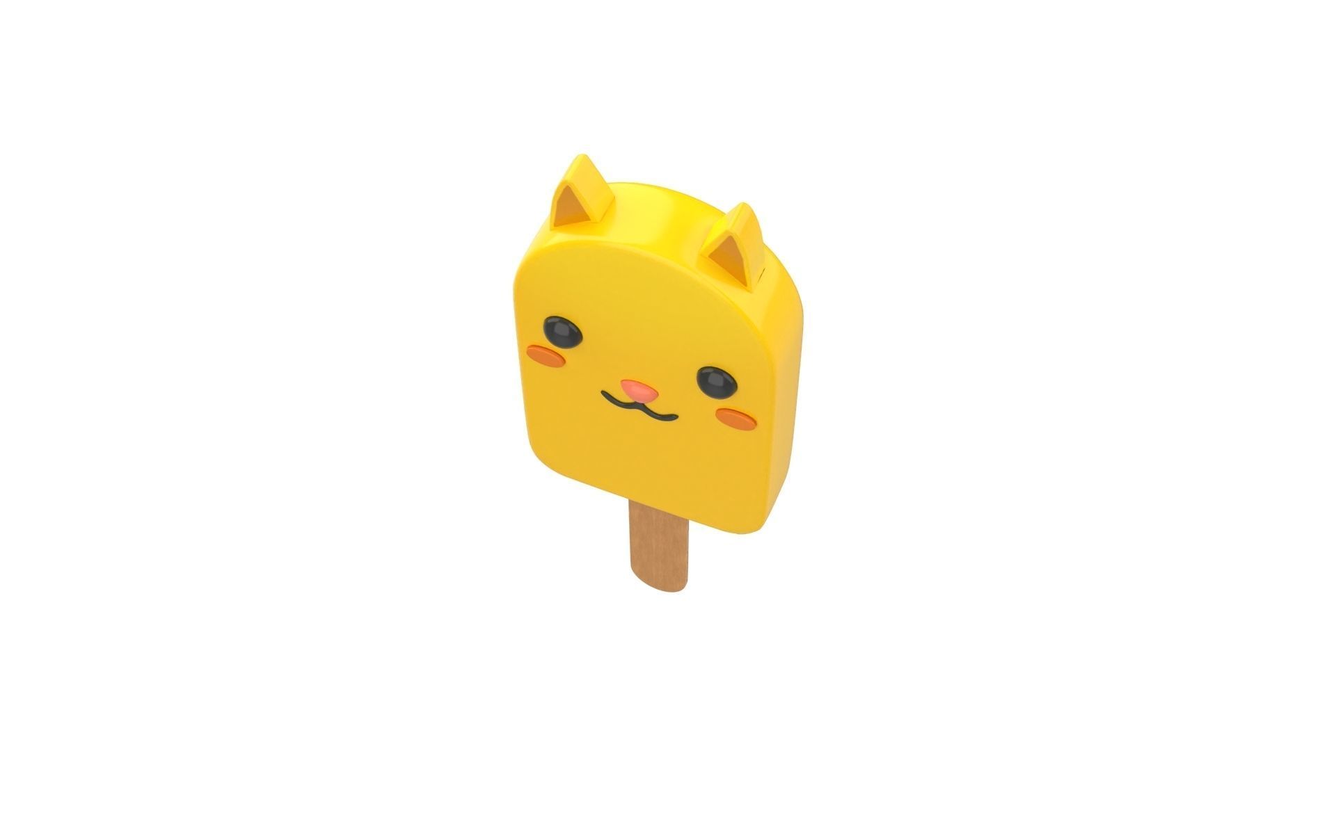 Cartoon Cat Ice Cream Cute Low-poly 3D model_5