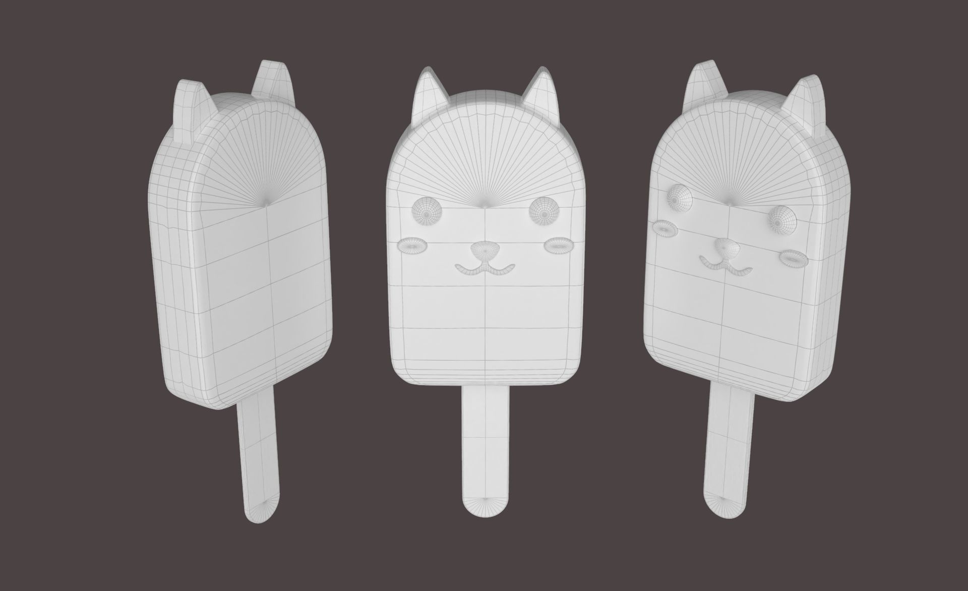 Cartoon Cat Ice Cream Cute Low-poly 3D model_9