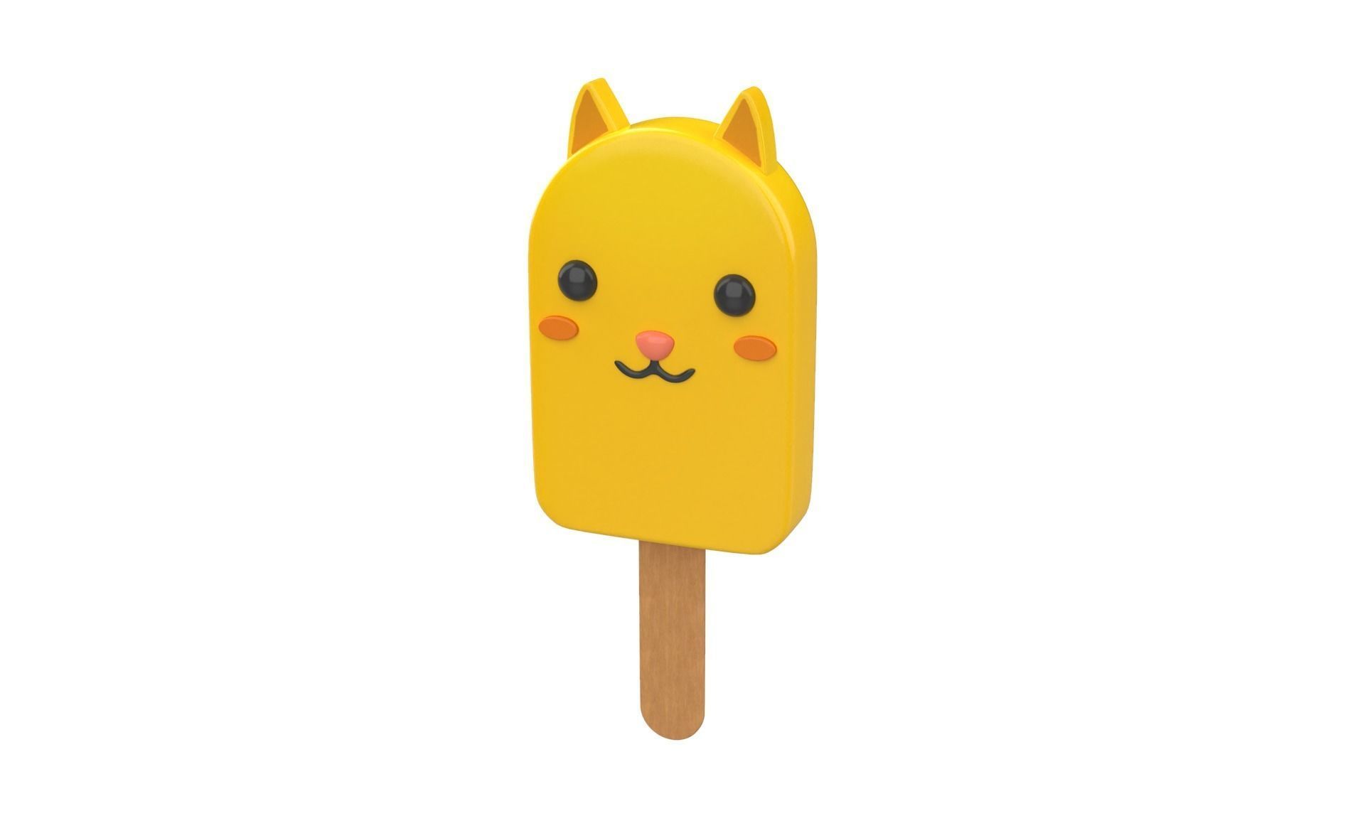 Cartoon Cat Ice Cream Cute Low-poly 3D model_1