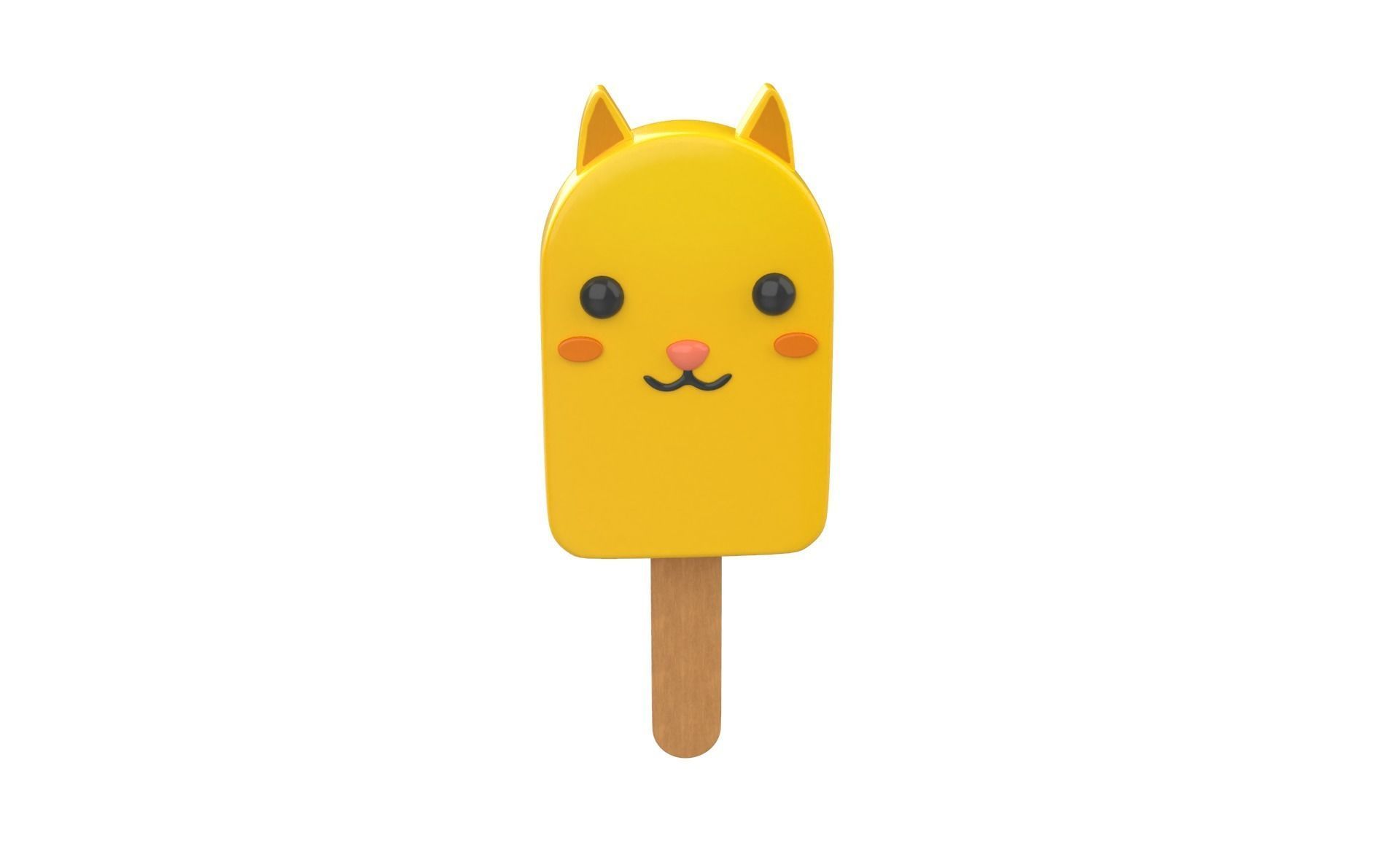 Cartoon Cat Ice Cream Cute Low-poly 3D model_22