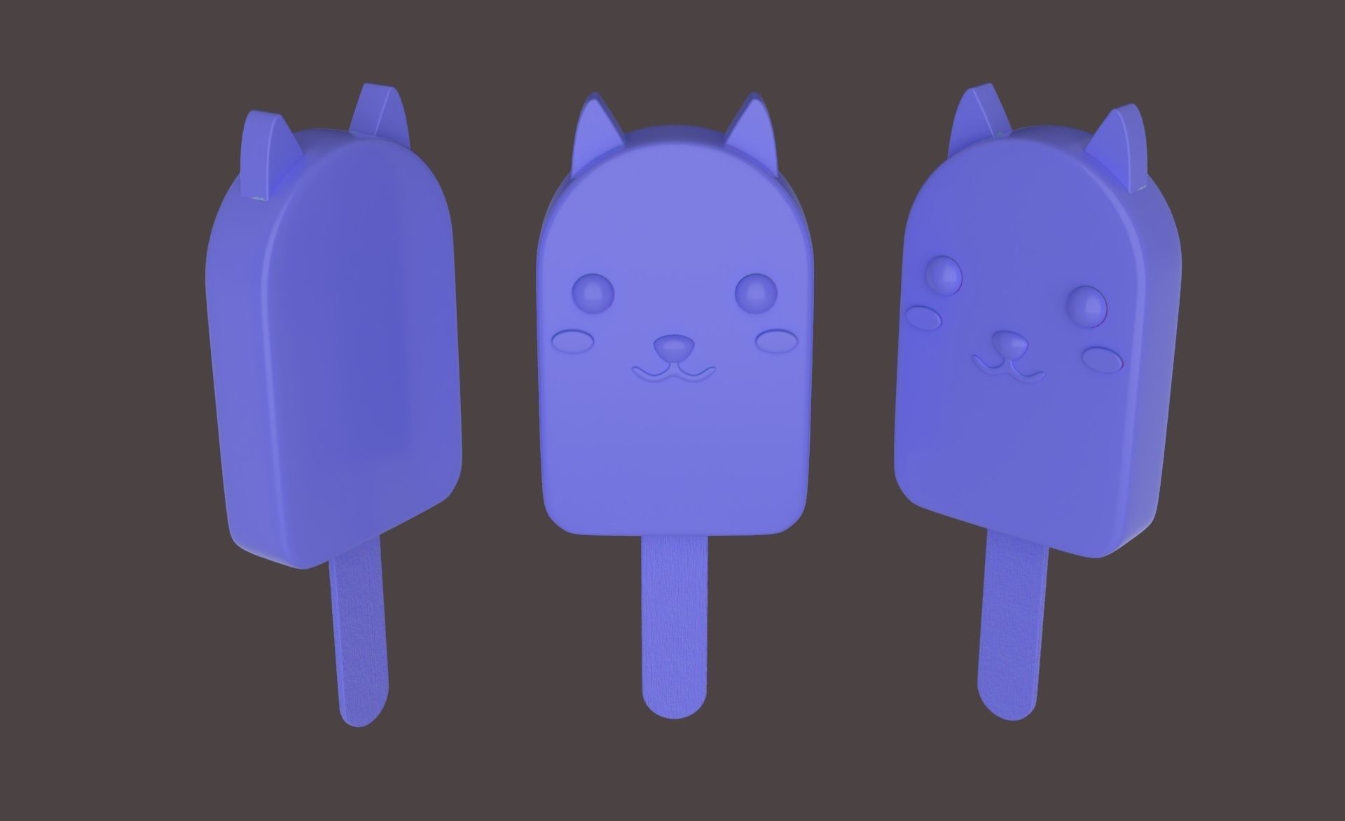 Cartoon Cat Ice Cream Cute Low-poly 3D model_24