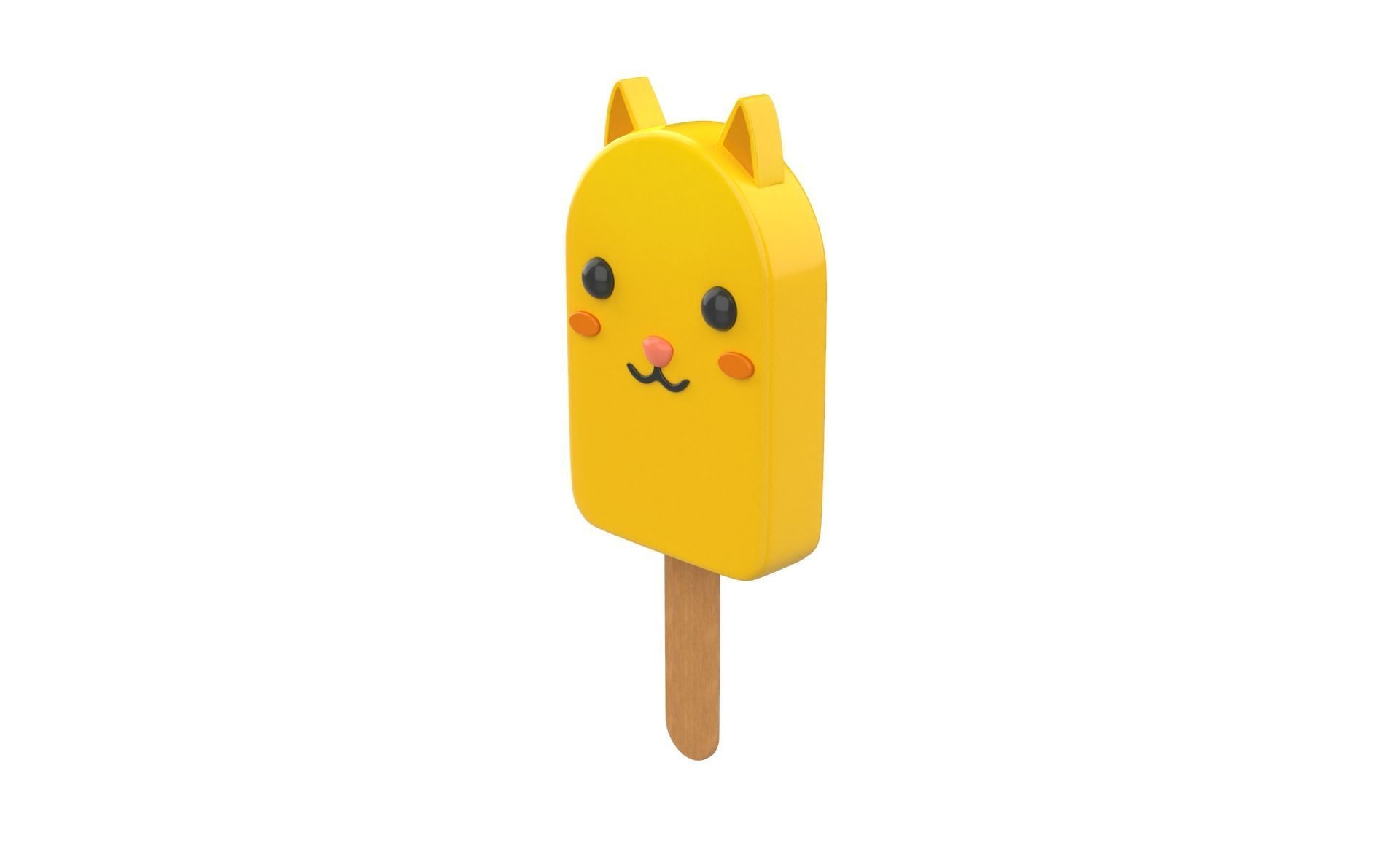 Cartoon Cat Ice Cream Cute Low-poly 3D model_2