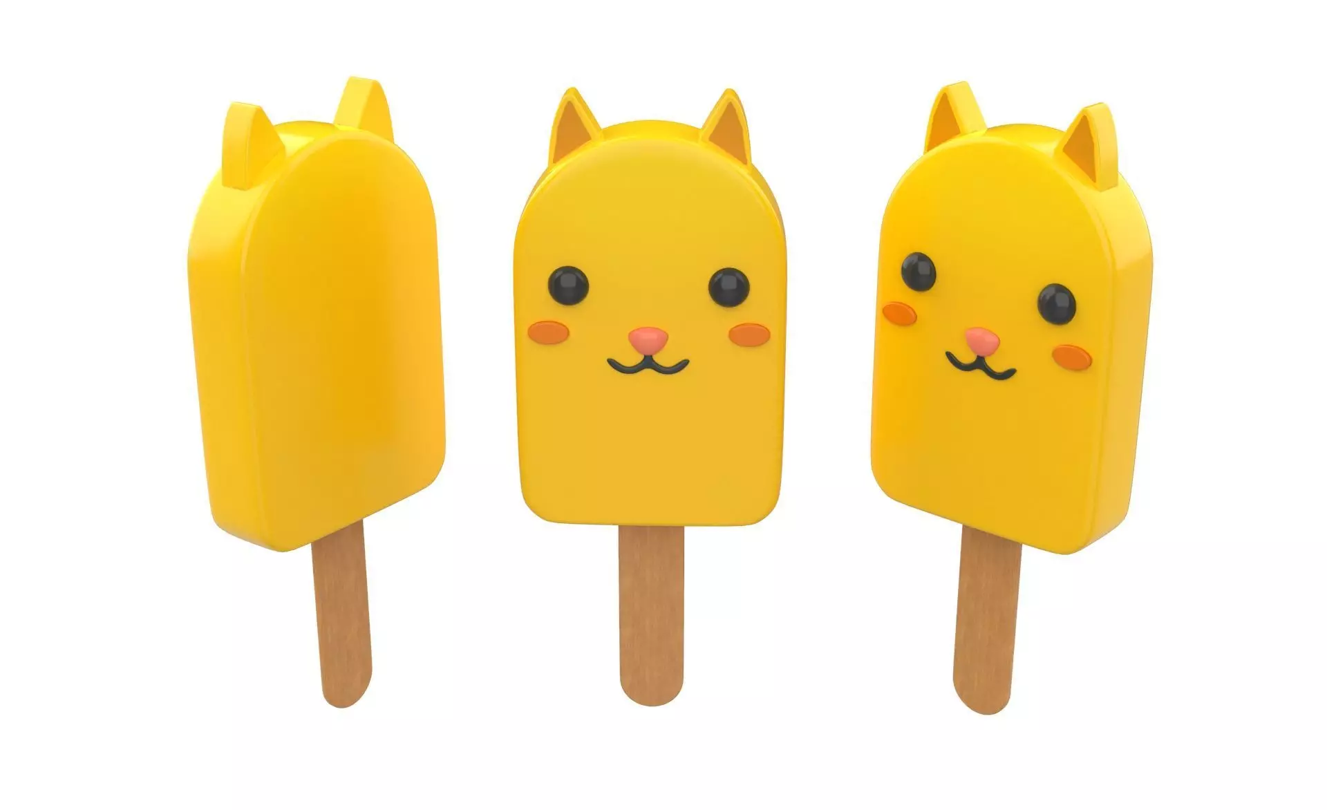 Cartoon Cat Ice Cream Cute Low-poly 3D model_0