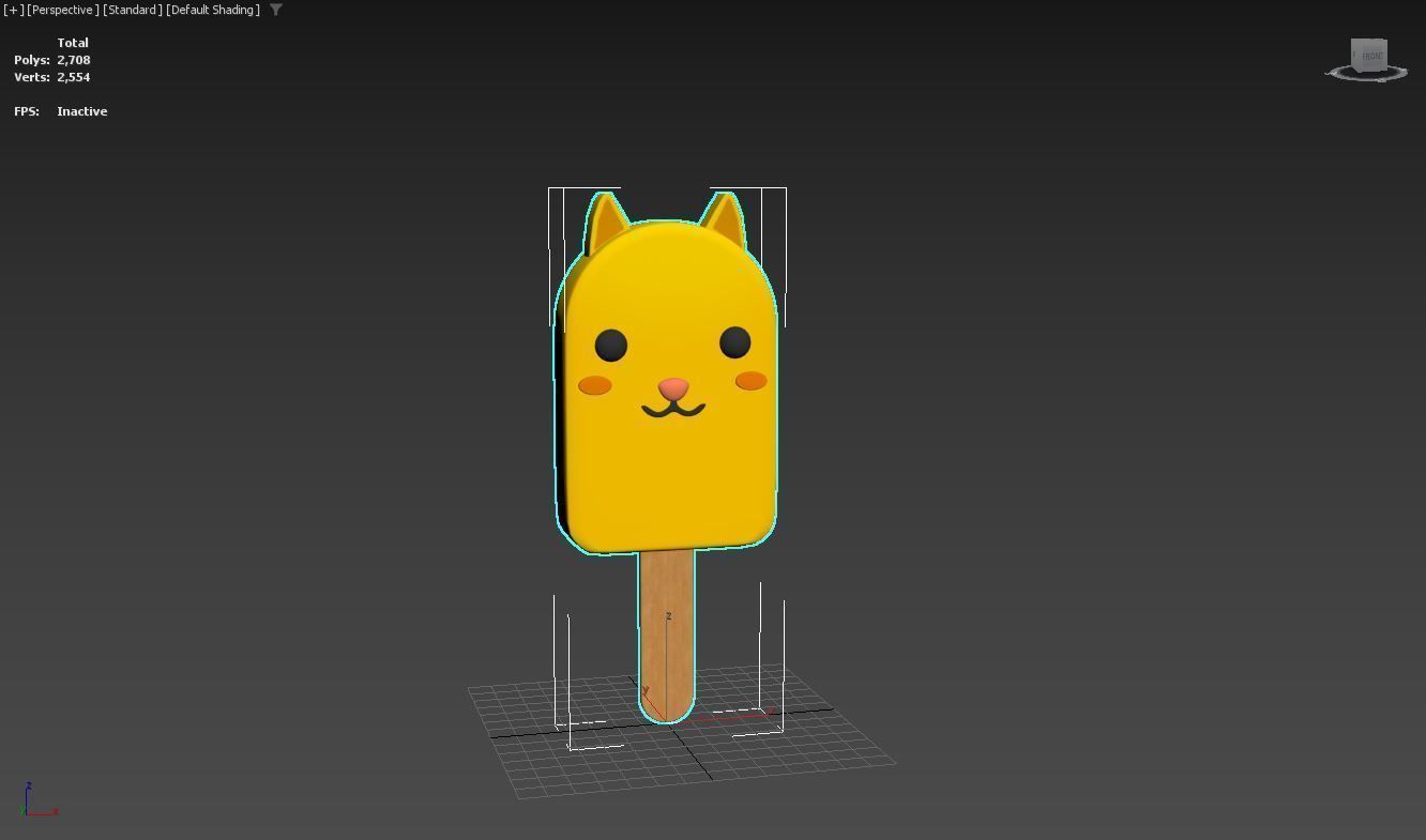 Cartoon Cat Ice Cream Cute Low-poly 3D model_7