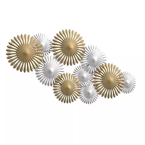 Sparks 45 Inch Wide Gold And Silver Metal Wall Art PBR