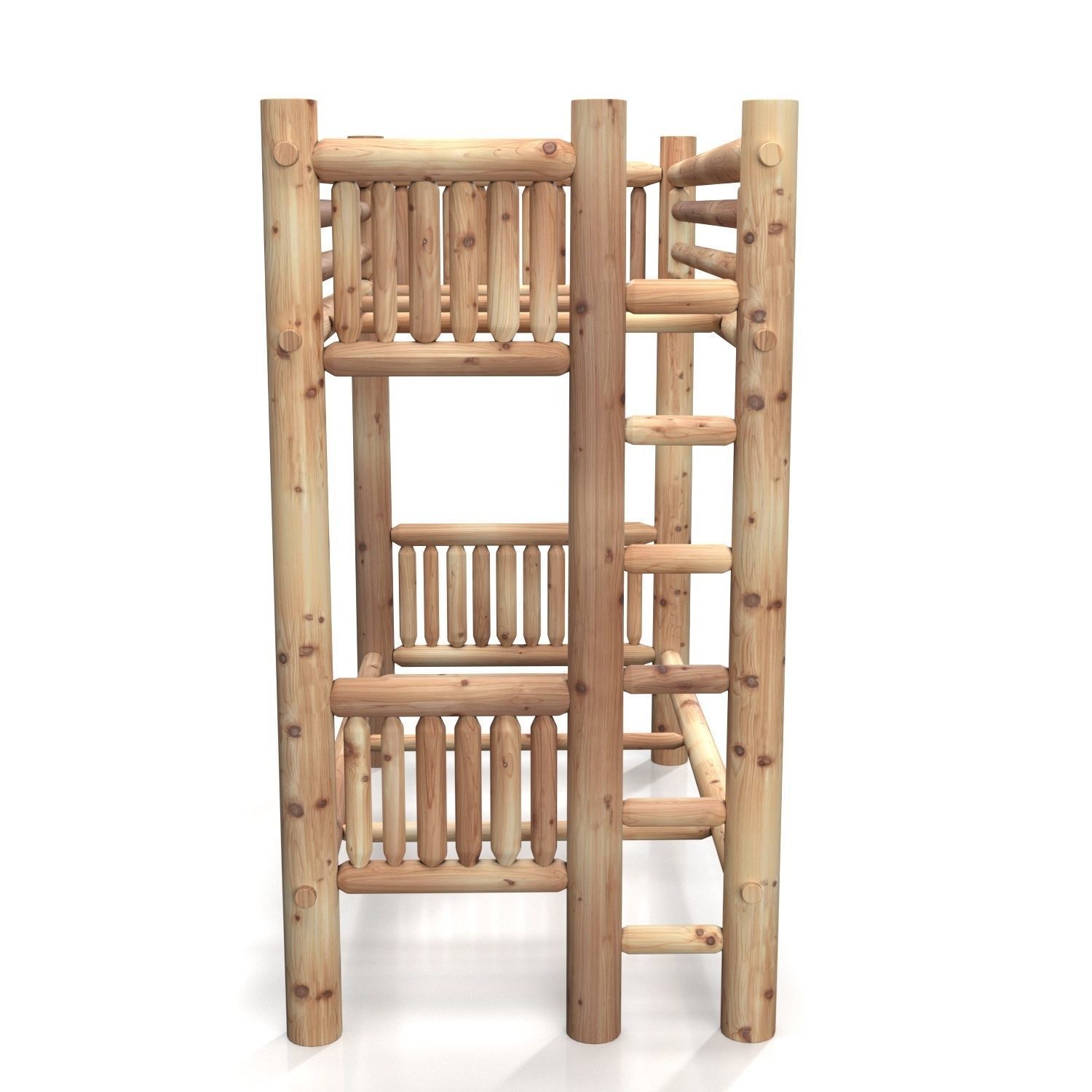 Twin Over Twin Bunk Bed PBR 3D model_1