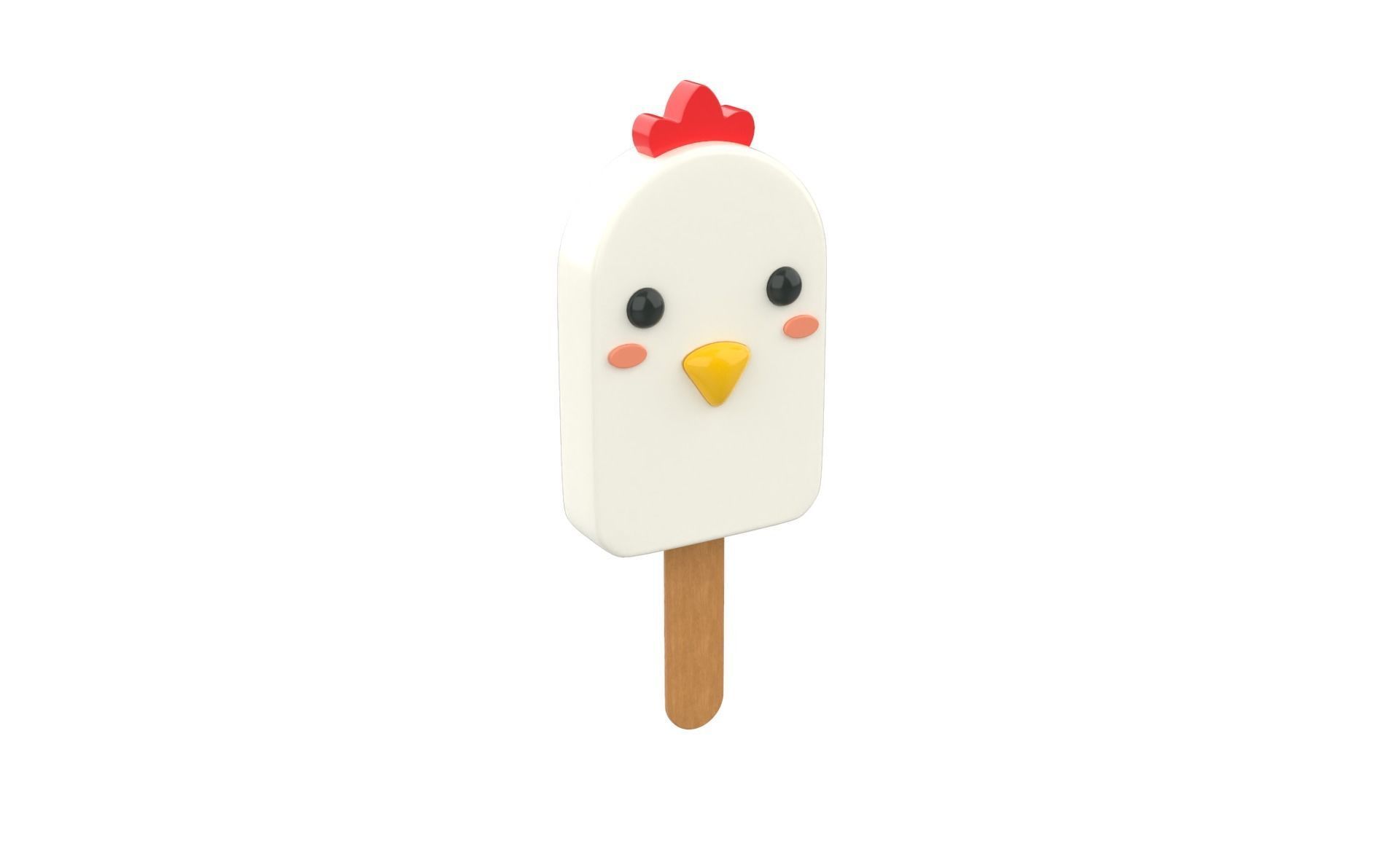 Cartoon Chicken Ice Cream Cute  Low-poly 3D model_16