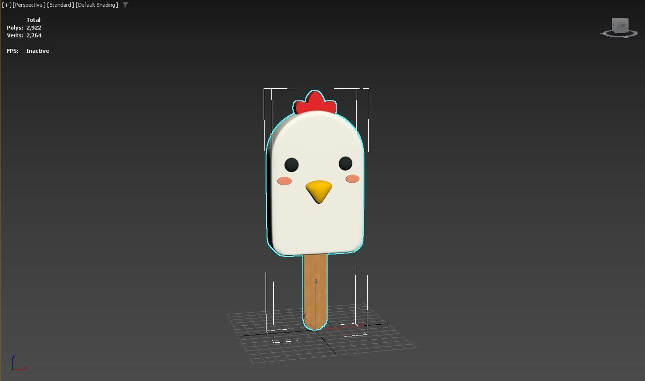 Cartoon Chicken Ice Cream Cute  Low-poly 3D model_7