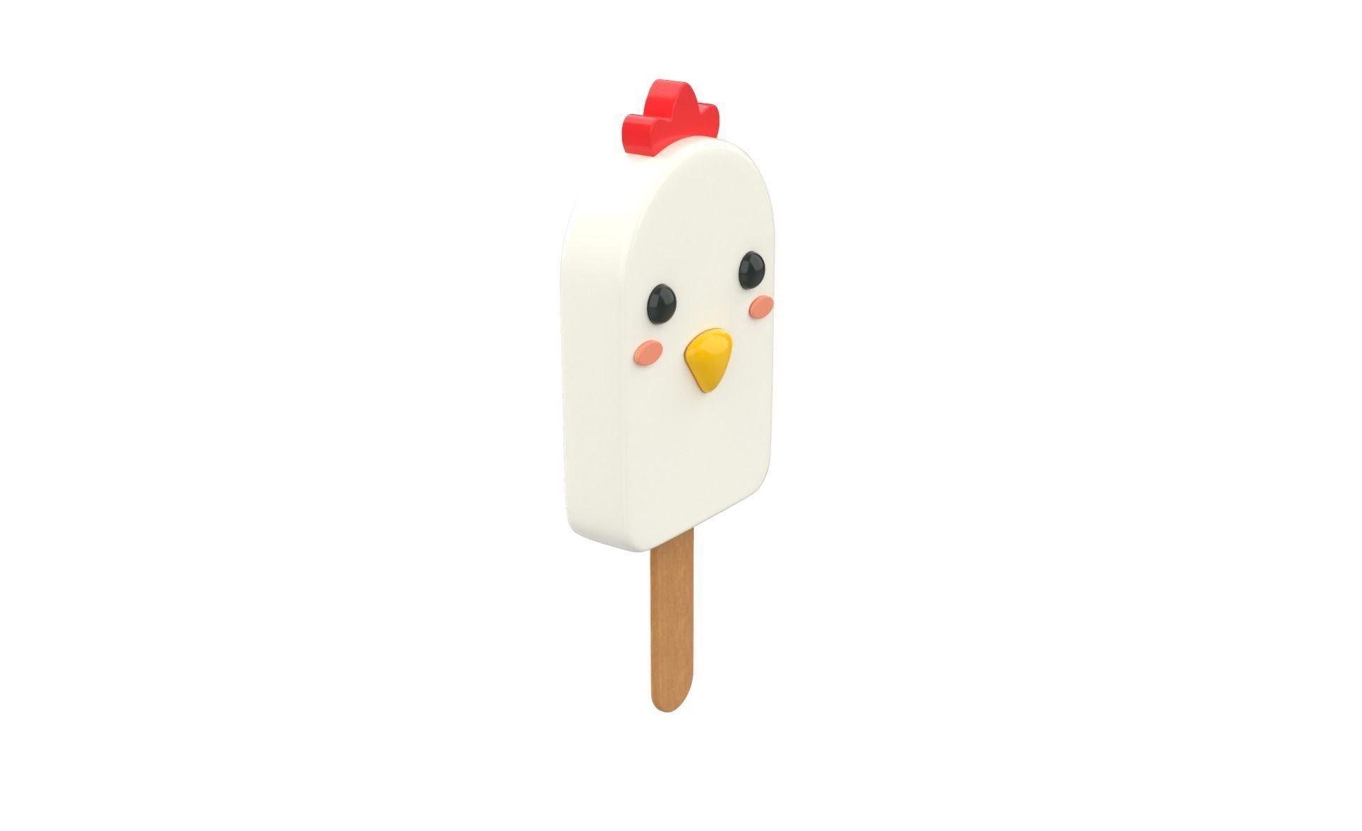 Cartoon Chicken Ice Cream Cute  Low-poly 3D model_15