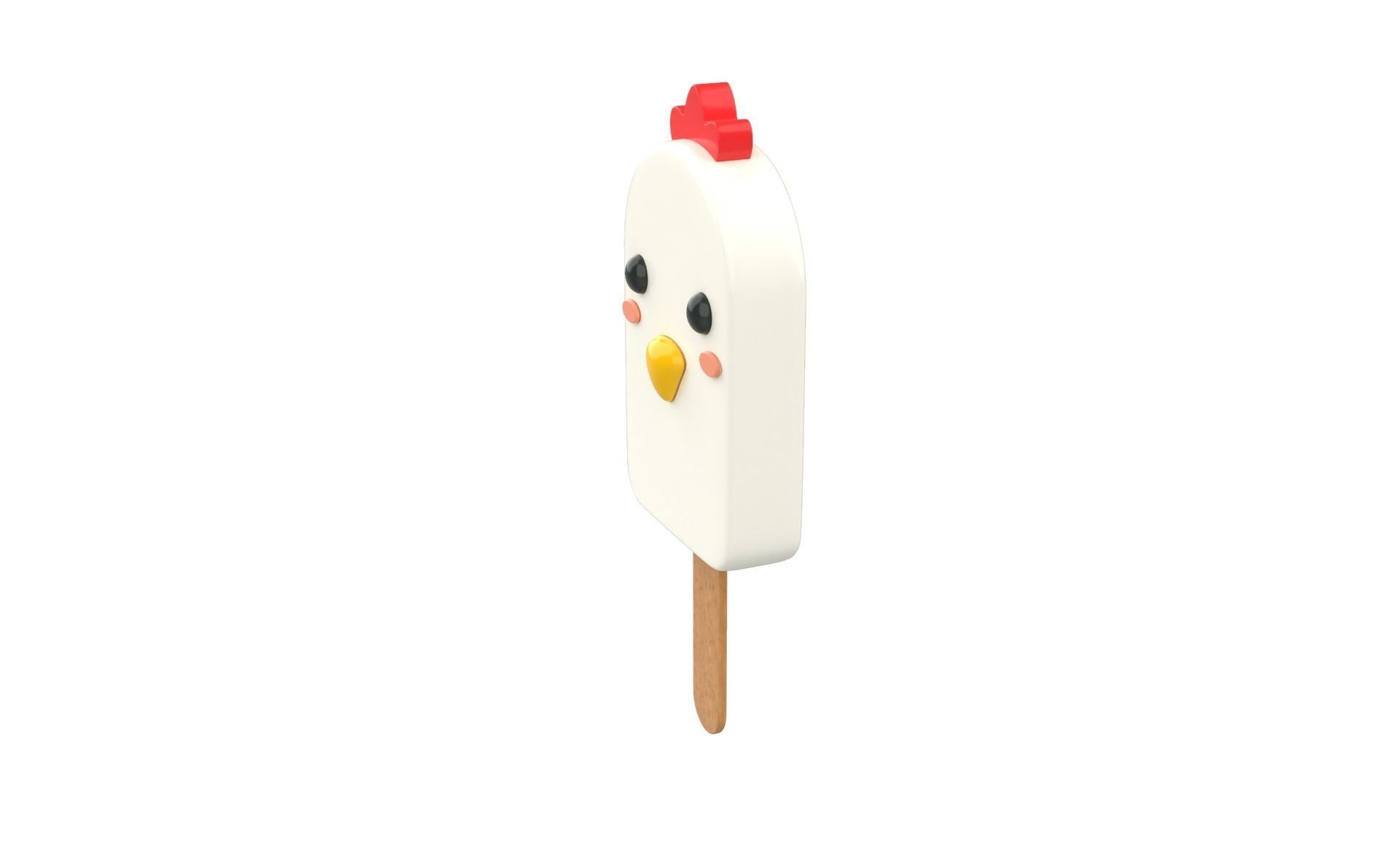 Cartoon Chicken Ice Cream Cute  Low-poly 3D model_3