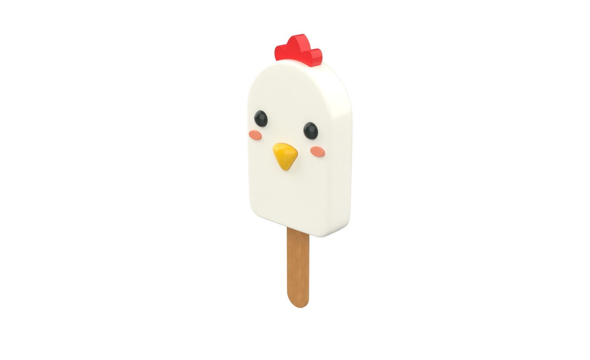 Cartoon Chicken Ice Cream Cute  Low-poly 3D model_2