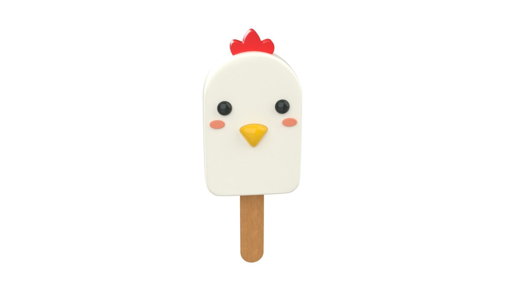 Cartoon Chicken Ice Cream Cute  Low-poly 3D model_17