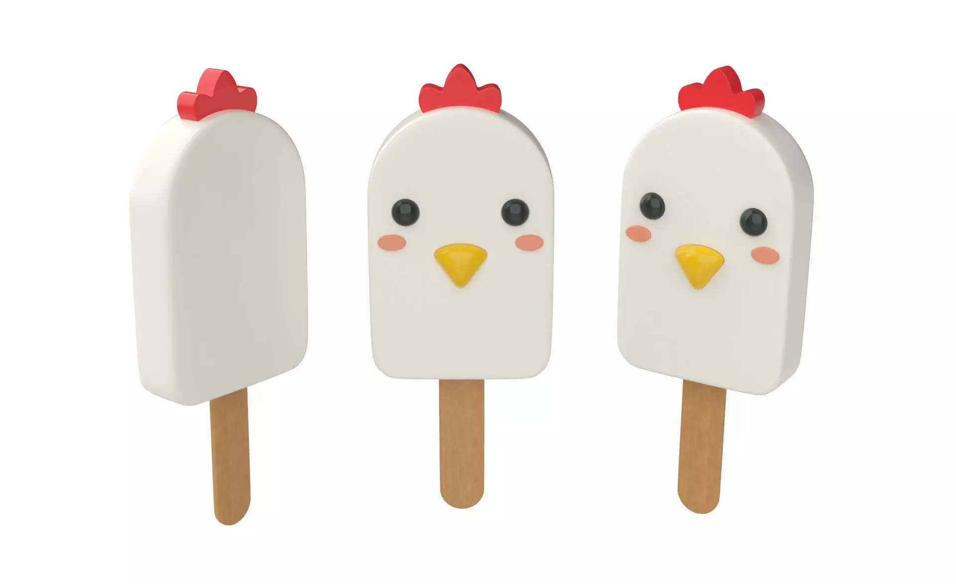 Cartoon Chicken Ice Cream Cute  Low-poly 3D model_0