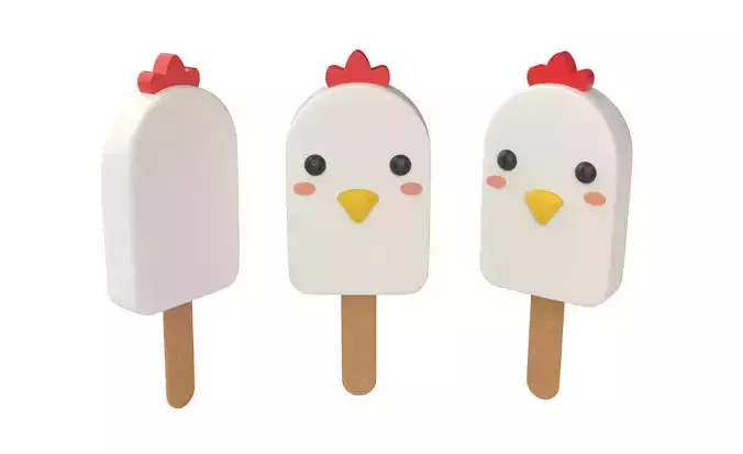Cartoon Chicken Ice Cream Cute  Low-poly 3D model