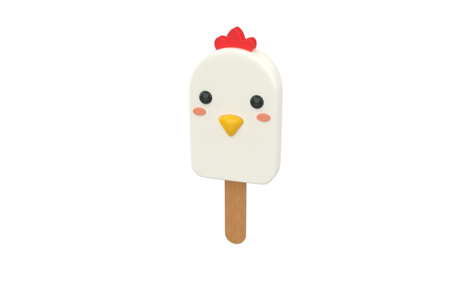 Cartoon Chicken Ice Cream Cute  Low-poly 3D model_18