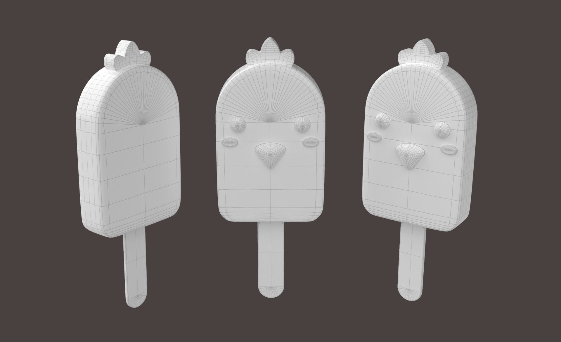 Cartoon Chicken Ice Cream Cute  Low-poly 3D model_8