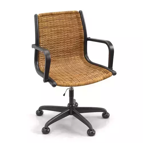 Wicker Wood Desk Armchair PBR
