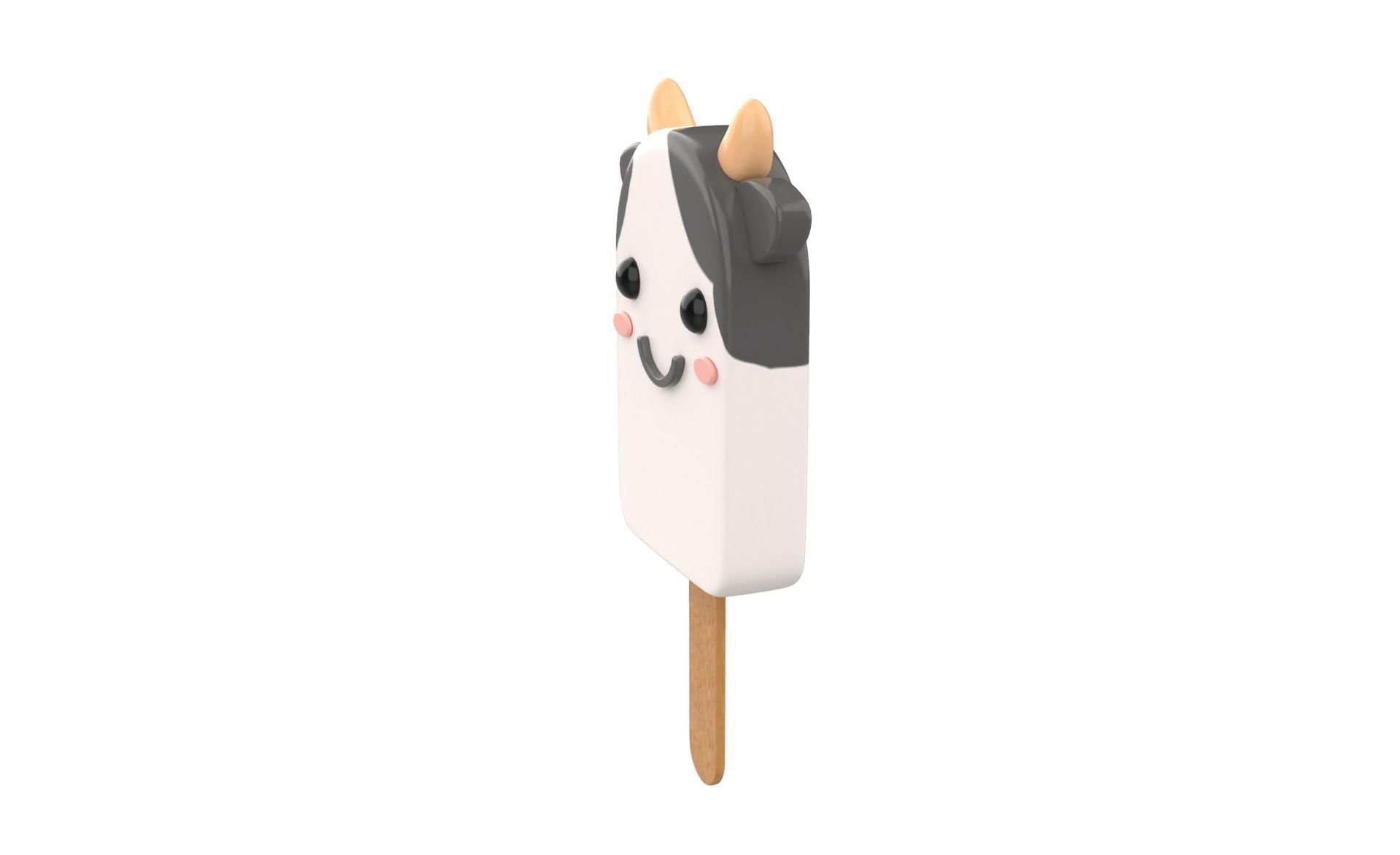 Cartoon Cow Ice Cream Cute Low-poly 3D model_3