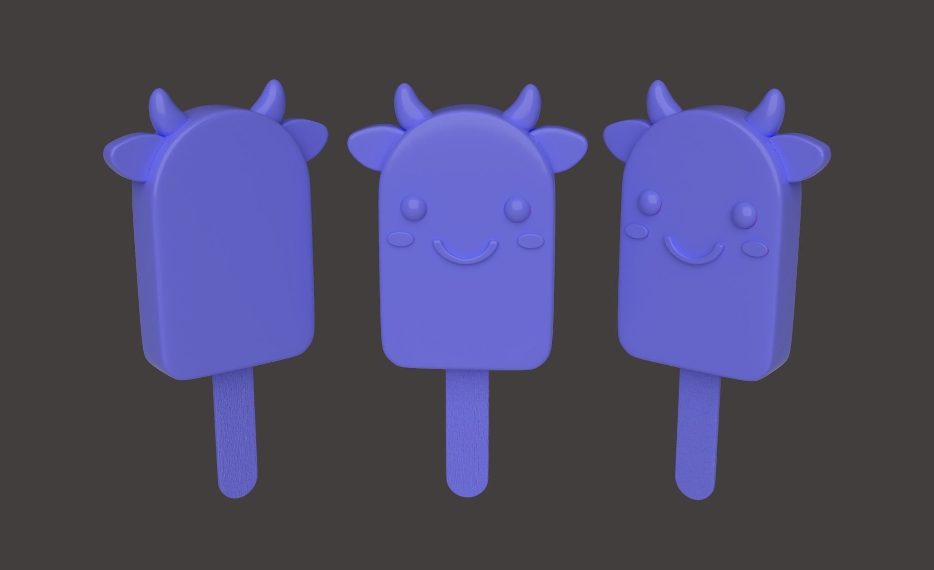 Cartoon Cow Ice Cream Cute Low-poly 3D model_19