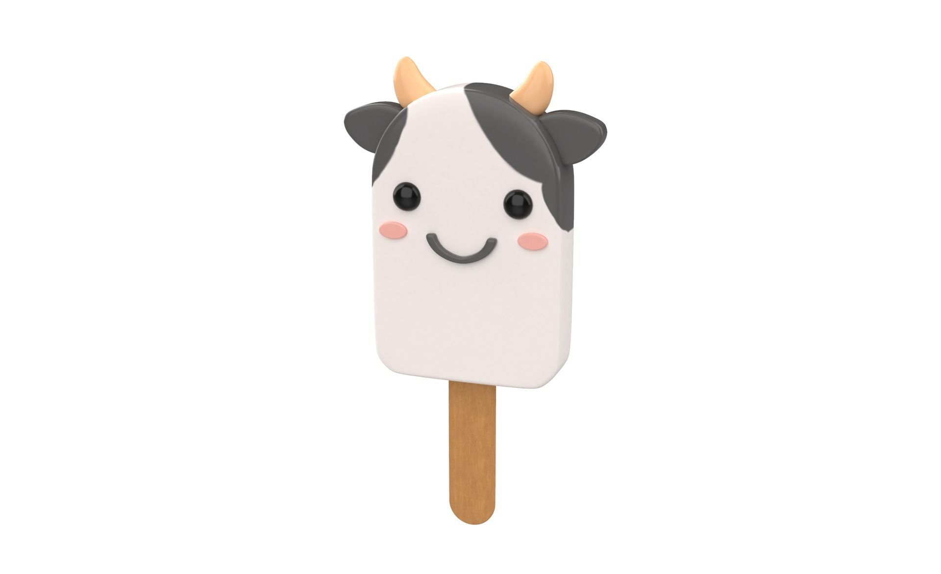 Cartoon Cow Ice Cream Cute Low-poly 3D model_1
