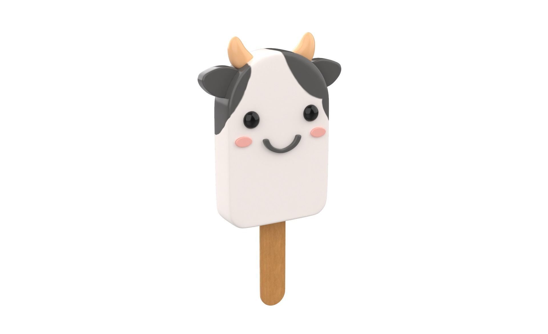 Cartoon Cow Ice Cream Cute Low-poly 3D model_16