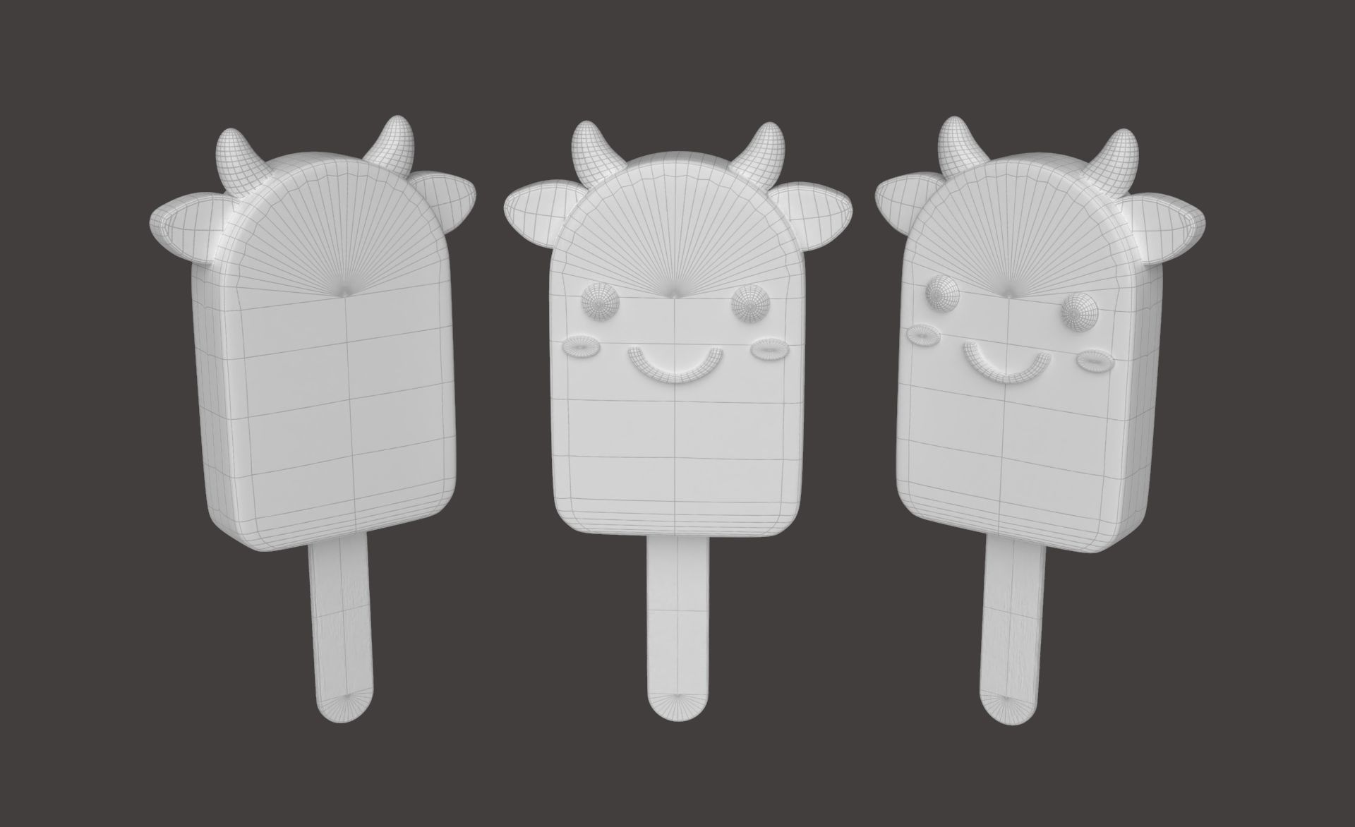 Cartoon Cow Ice Cream Cute Low-poly 3D model_7