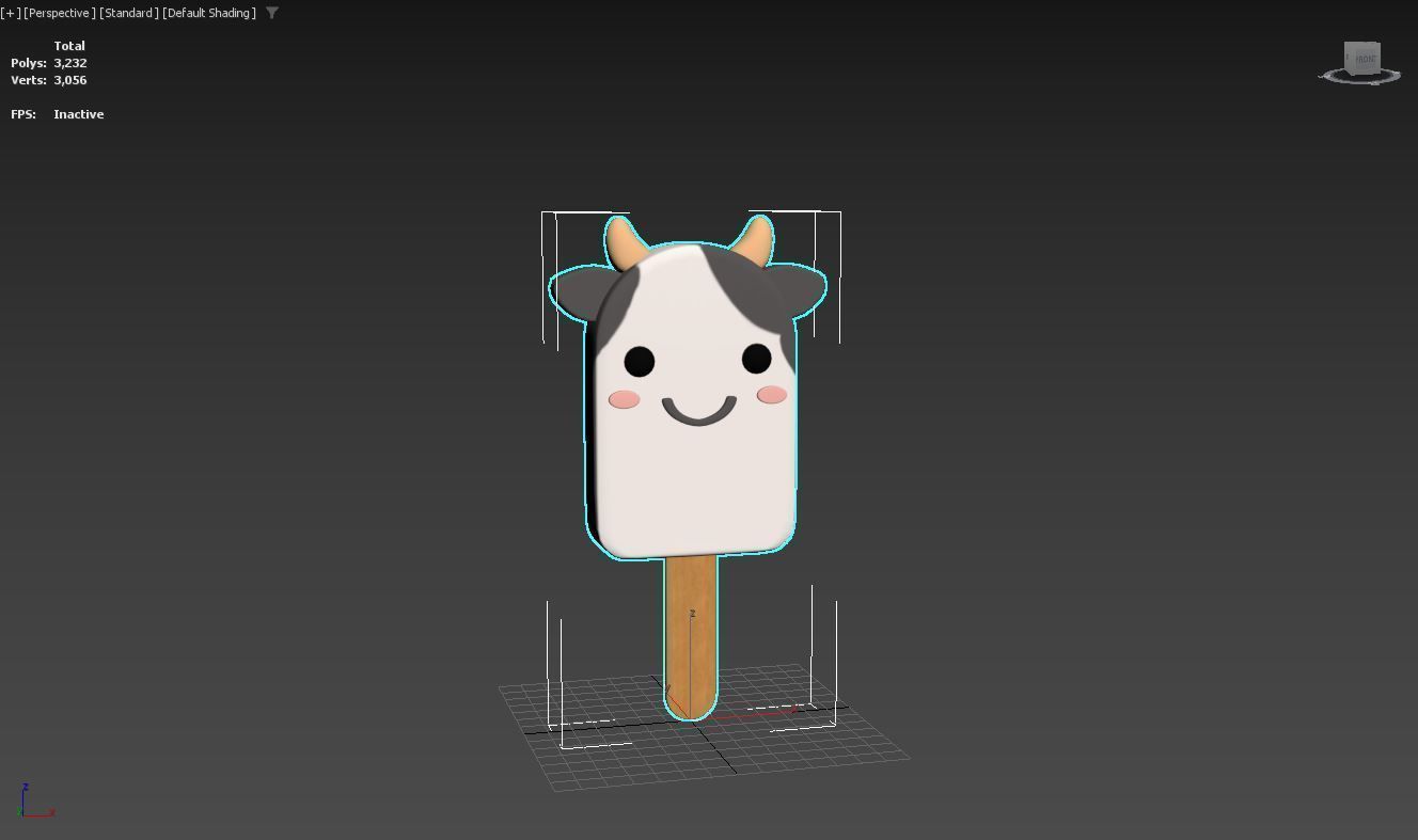 Cartoon Cow Ice Cream Cute Low-poly 3D model_6