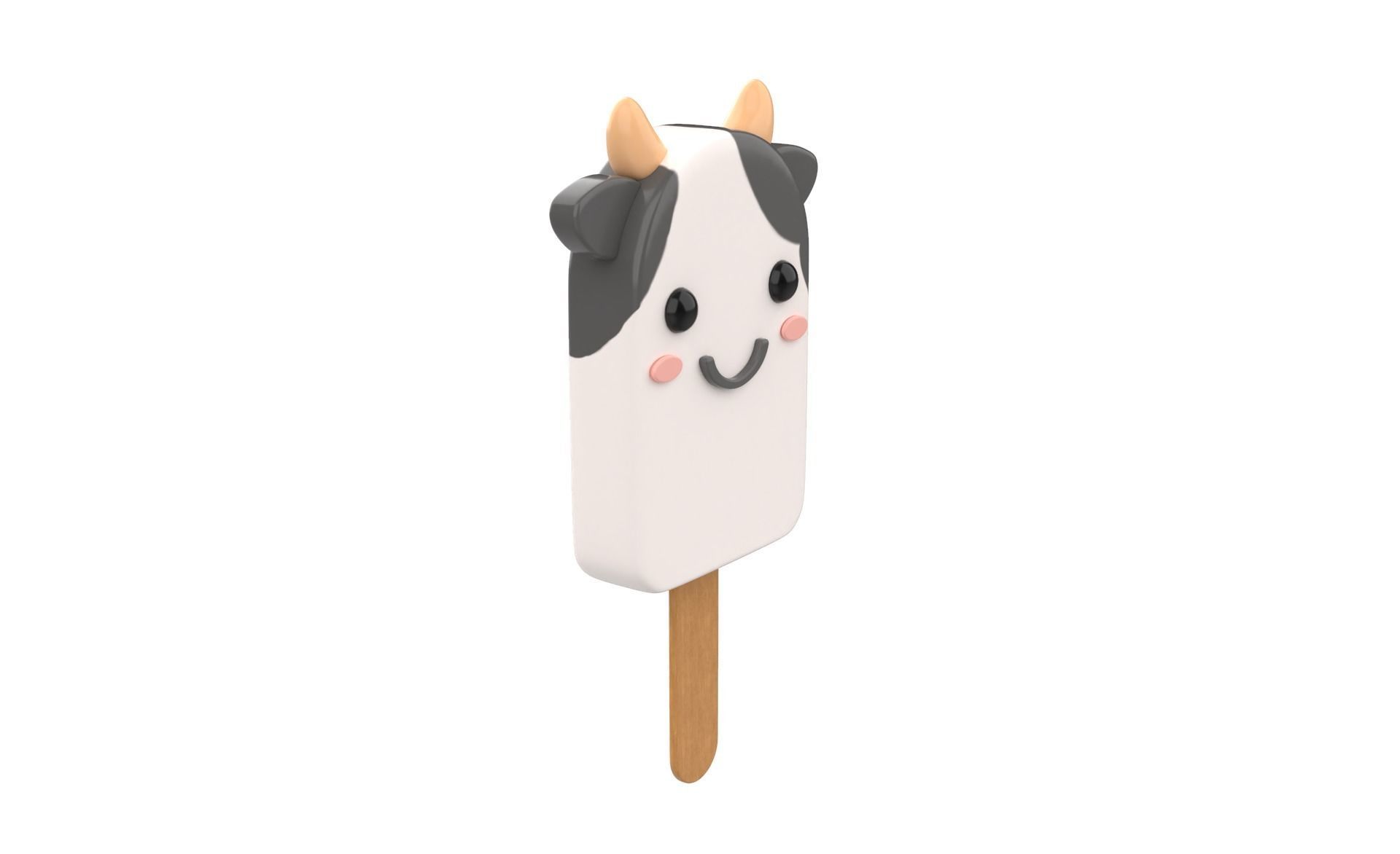 Cartoon Cow Ice Cream Cute Low-poly 3D model_15