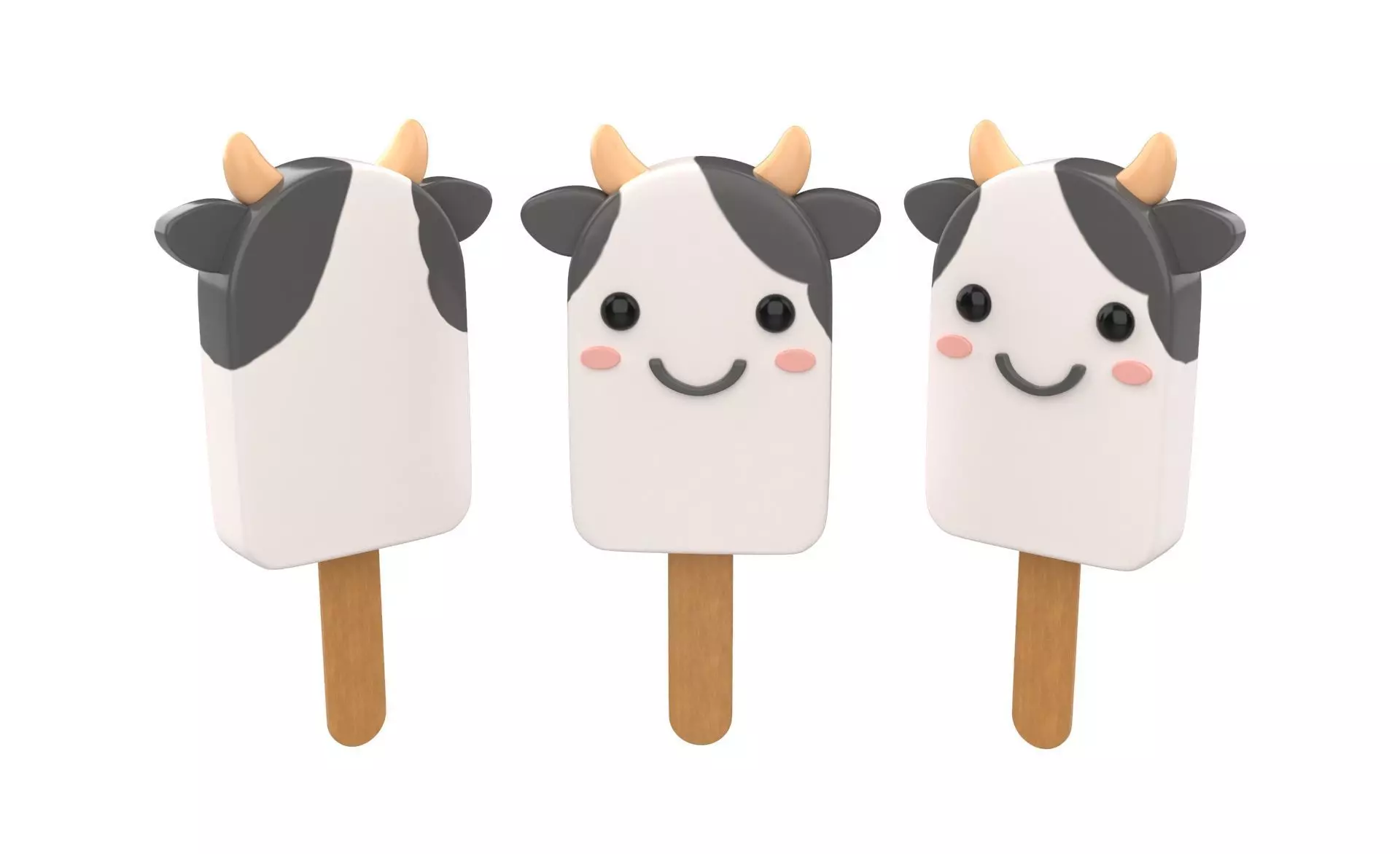 Cartoon Cow Ice Cream Cute Low-poly 3D model_0