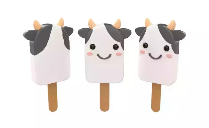 Cartoon Cow Ice Cream Cute Low-poly 3D model